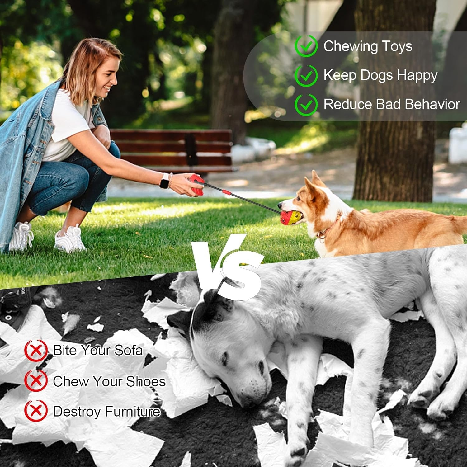 Coolplay Dog Toys, Dog Chew Toys for Aggressive Chewers, Puppy Dog Training Treats Teething Rope Toys, Dog Ball Toys image number 1