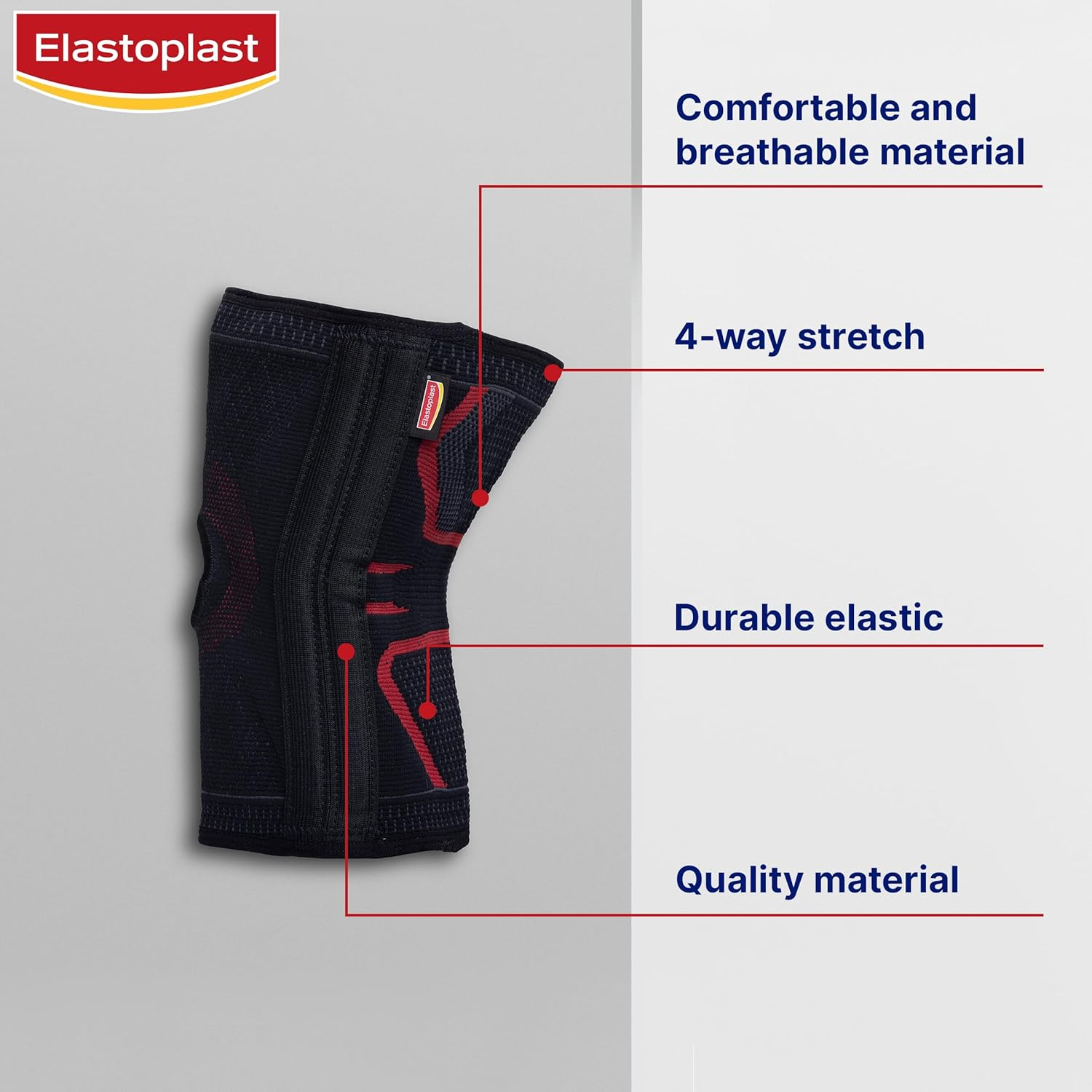 Elastoplast Sport Functional Knee Stabiliser Brace with Open Patella - Size Large (1 Pack) | Compression Knee Guard | Supports Weak & Injured Knees | Adjustable Design | Breathable Material image number 1