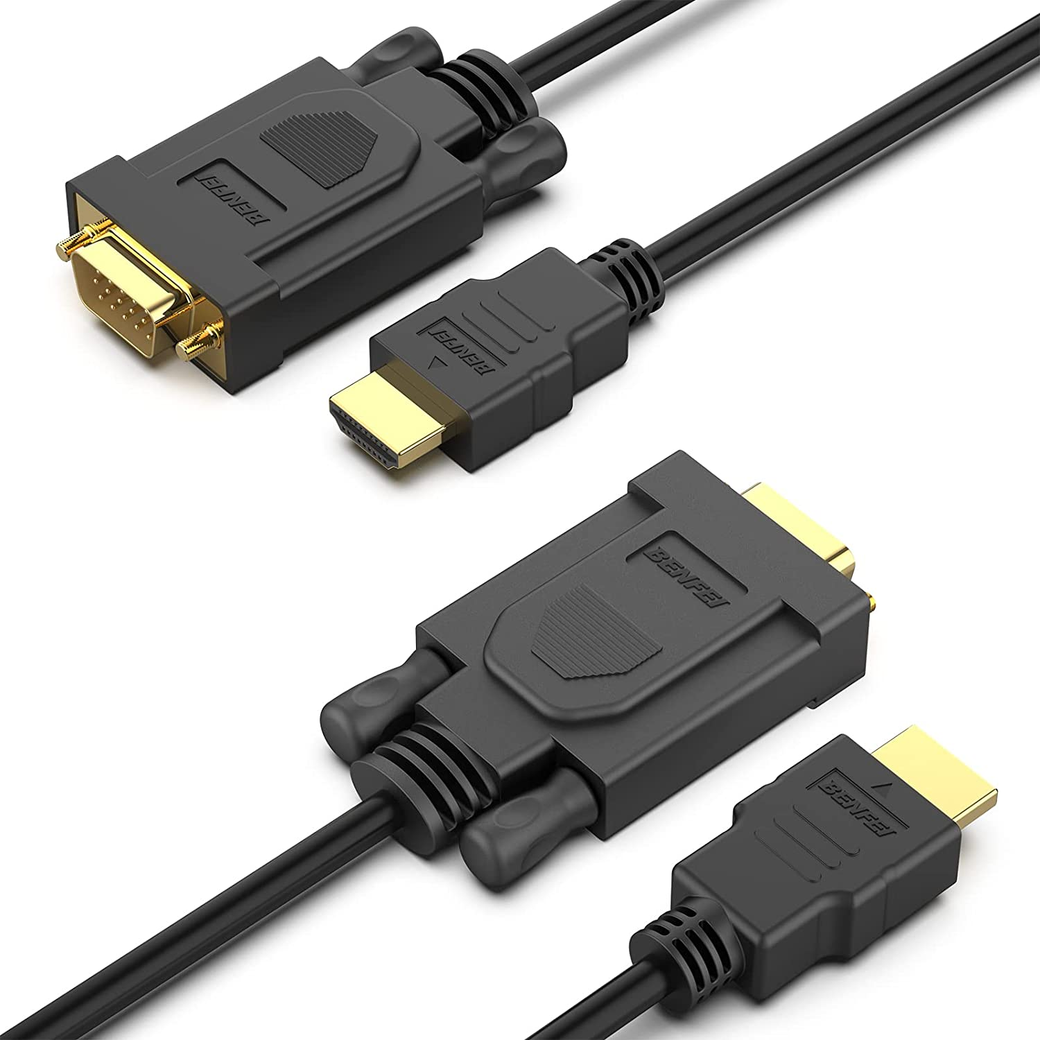 BENFEI HDMI to VGA 6 Feet Cable, Uni-Directional HDMI to VGA Cable (Male to Male) Compatible for Computer, Desktop, Laptop, PC, Monitor, Projector, HDTV, Raspberry Pi, Roku, Xbox and More