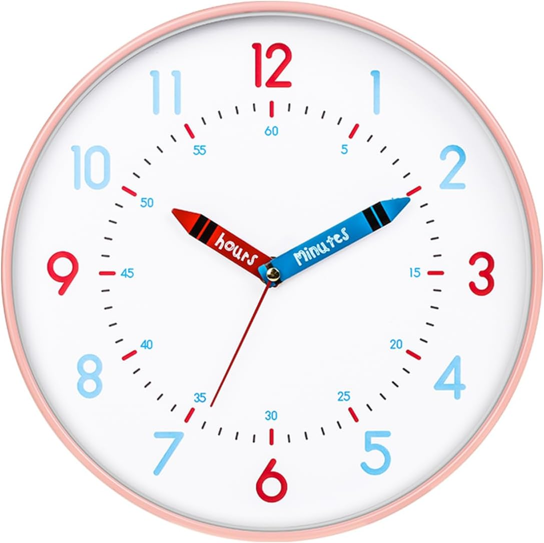 Wigmoa SS-L 【10 Inch/25Cm】 Silent Non-Ticking Wall Clock, Modern Analog Battery Operated Clock for Classroom, Bedroom, Office, and Home Decor, Time-Telling Clock for School Supplies. (Blue, 10 Inch)