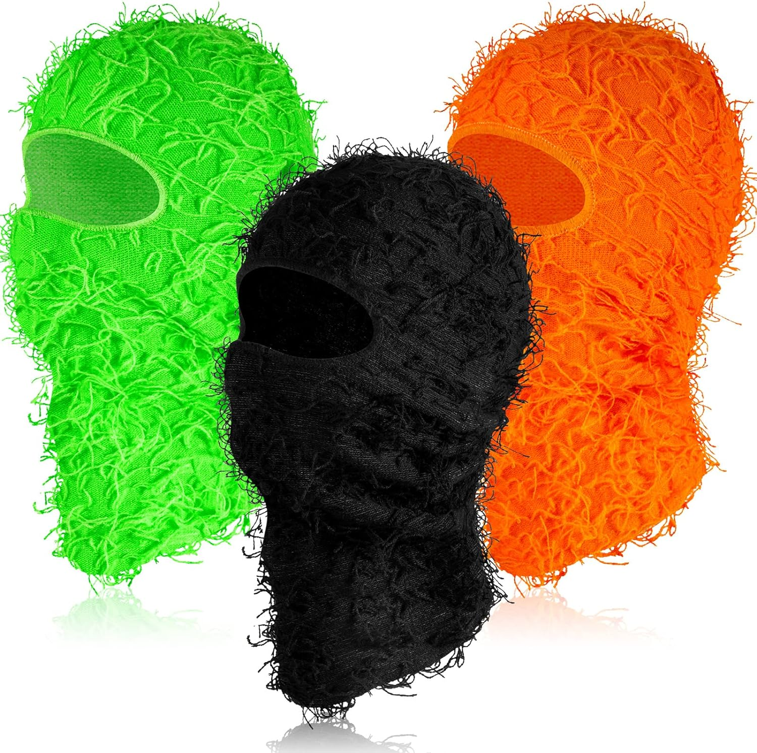 Newcotte 3 Pcs Distressed Balaclava Full Face Ski Mask Cool Knitted Balaclava Windproof Ski Mask for Men Women Cold Weather image number 3