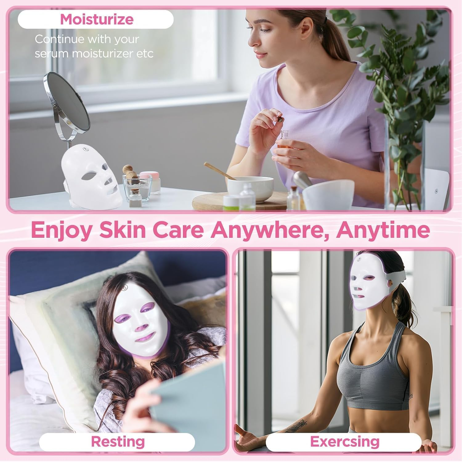 LED Face Mask &ndash; 7-Color Red Light Therapy Mask for Anti-Aging, Acne & Glowing Skin | At-Home Collagen Boosting Facial Device | Safe, Non-Invasive Skincare Treatment image number 3