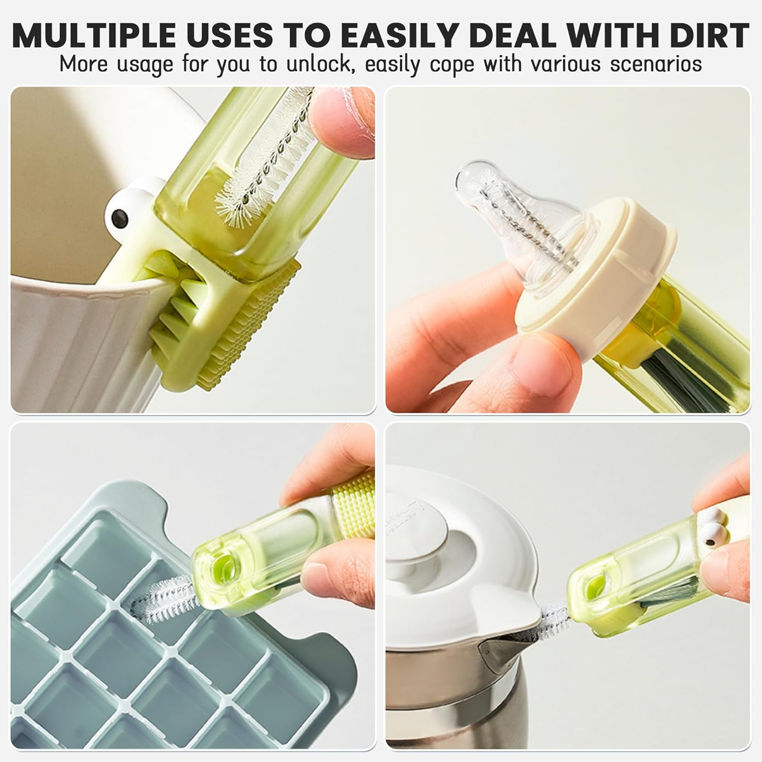 3 in 1 Cup Lid Cleaning Brush, Portable Lid Brush Cleaner for Hard-To-Reach Gaps, Deep Cleaning Tool for Water Bottles and Kitchen (3PCS) image number 6