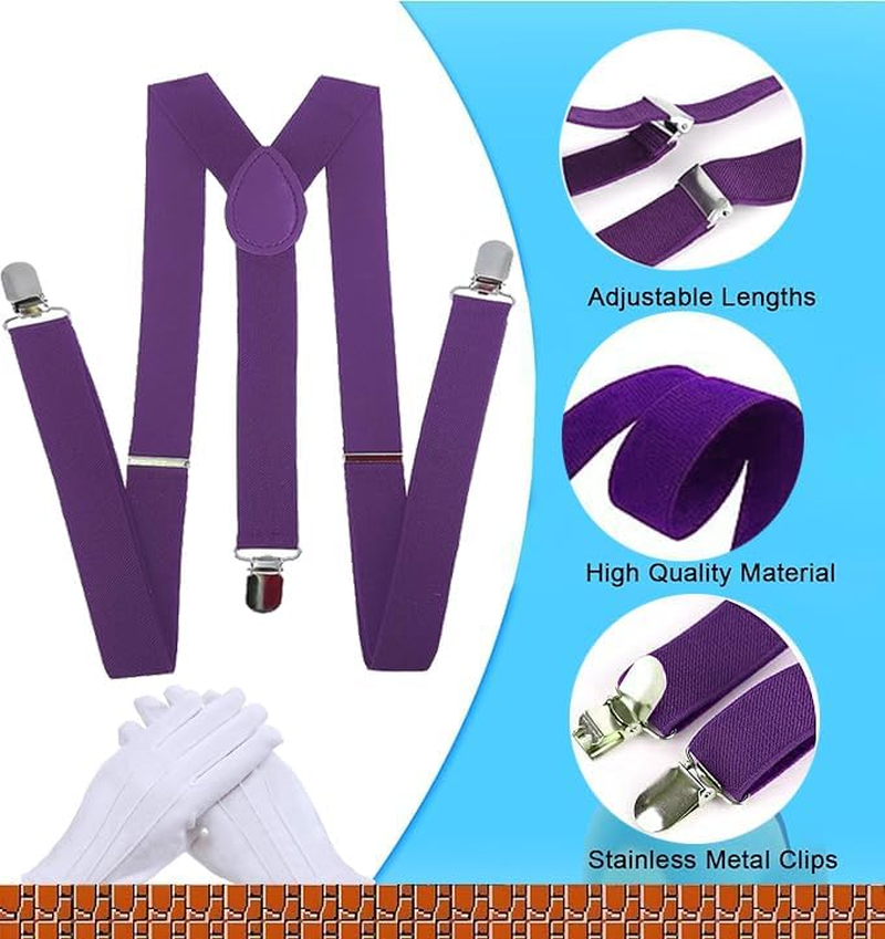 Yaliuliu Novelty Wari and Waluig Costume for Adults,Women and Men - Complete Halloween & Cosplay Accessory Set with Hat, Mustache, Gloves, Buttons, and Suspenders, Yellow and Purple image number 2