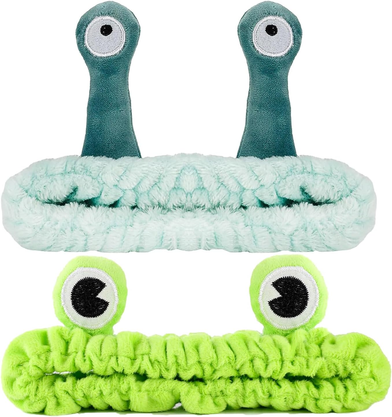 AOOTUERL 2 Pcs Skincare Headband, Cute Frog Headband and Snail Headband Headband, Funny Hair Bands for Makeup Shower Face Washing Skincare Sports Cute Plush Hair Hoop image number 2