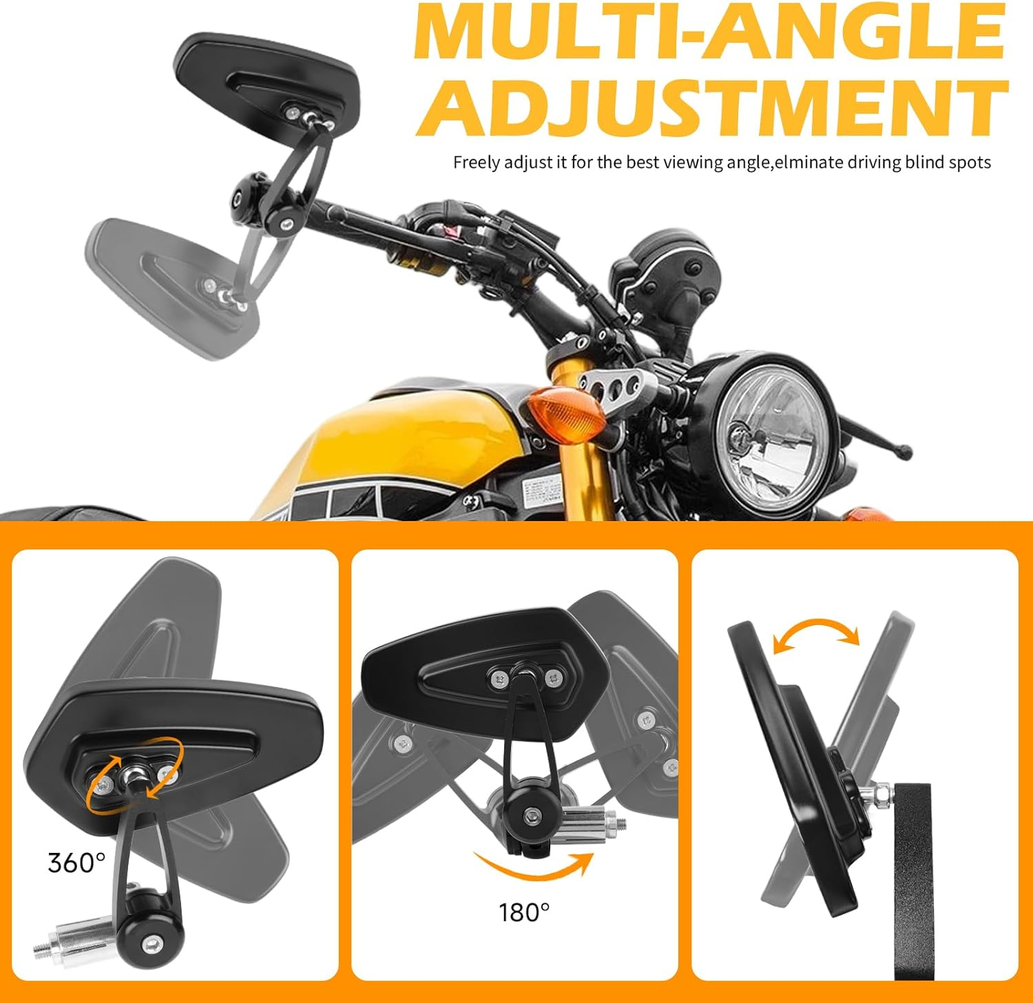 Black Motorcycle Bar End Mirrors Rear View CNC for Honda GROM MSX125 CB500F Kawasaki Z125 Pro Z650 Z750 Z800 Z900 ER6N ER6F Yamaha MT-03 MT-07 FZ-07 MT-09 FZ-09 MT-10 FZ-10 MT-25 FZ6 FZ8 FZ6R image number 5