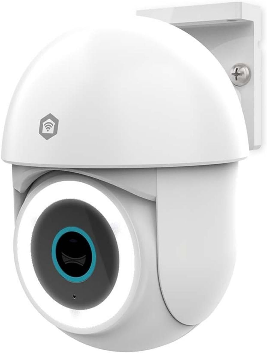 NEDIS Smart Wi-Fi Outdoor Security Camera, Full HD 1296P, Floodlight & Colour Night Vision, Pan/Tilt, Motion Detection, Auto-Tracking, Human Detection, 2-Way Audio - White image number 1