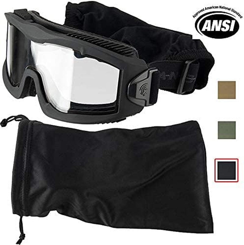 Lancer Tactical AERO 3Mm Thick Dual Pane Lens Eye Protection Safety Goggle System ANSI Z87 1 Rated Industry Standard Panel Ventilated W/Anti-Scratch Shield Fully Adjustable - Khaki image number 4
