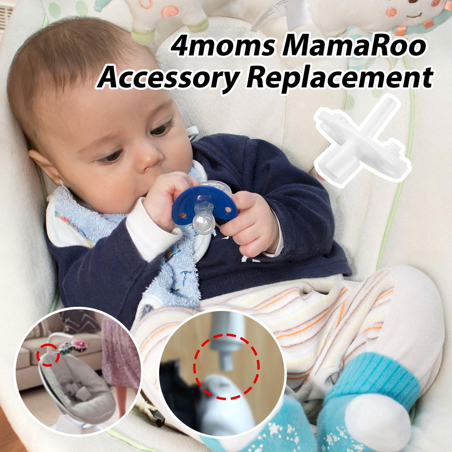 Mobile Connector Replacement for 4Moms Mamaroo, Toy Pole Bar Conversion Attachment Compatible with 4Moms Mamaroo'S Model 1037 Toy Stand Accessories Parts image number 1