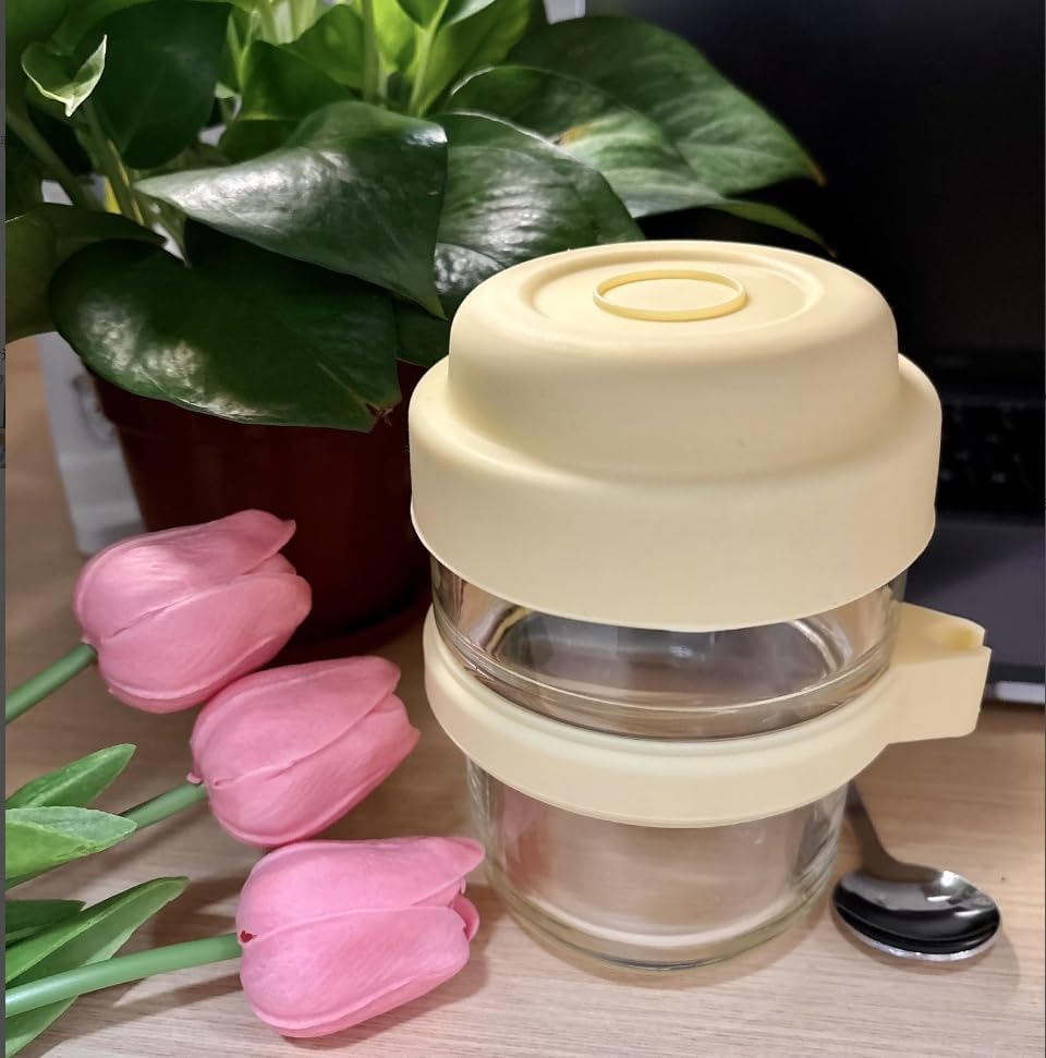 Hmprofocus 4 Pack 15OZ Overnight Oats Glass Containers with Lids and Spoons image number 1