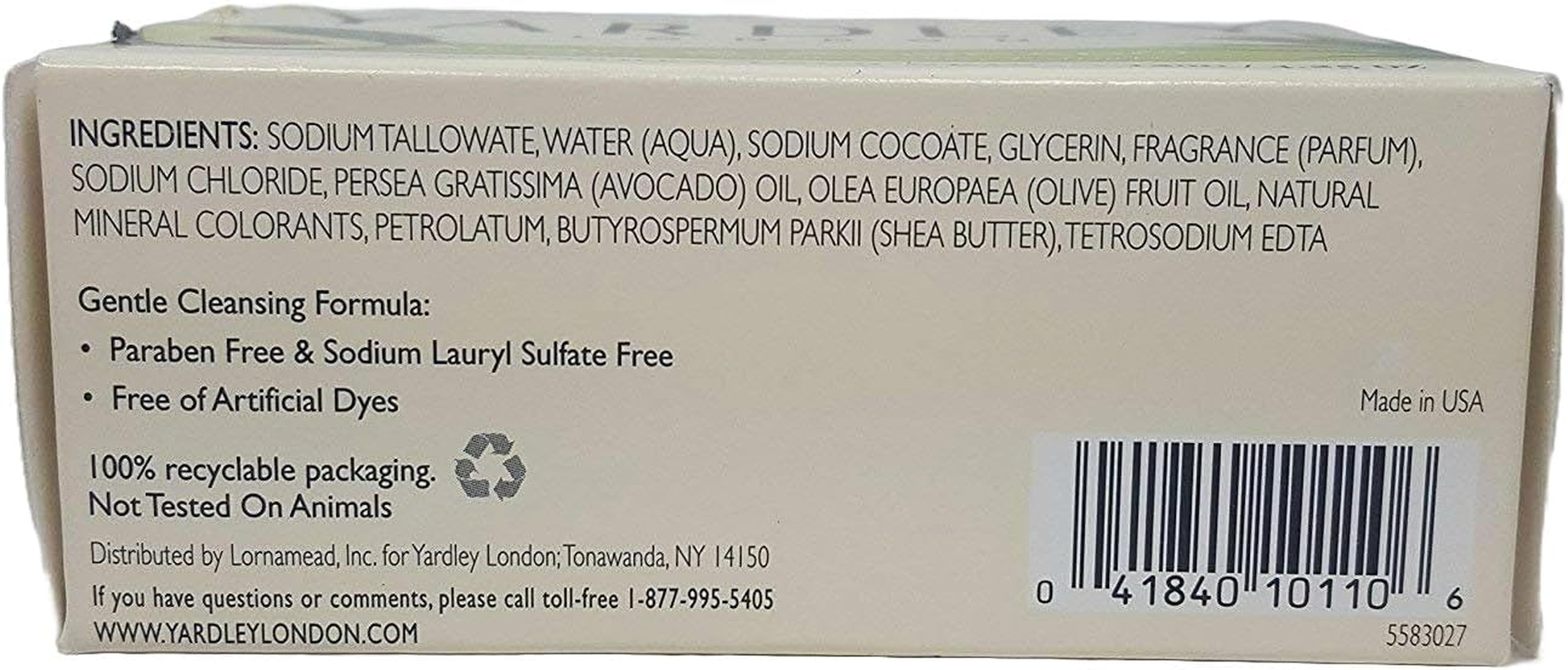 Yardley London Naturally Moisturising Bath Bar Aloe & Cucumber 130Ml - Buy Packs and save (Pack of 4) image number 2