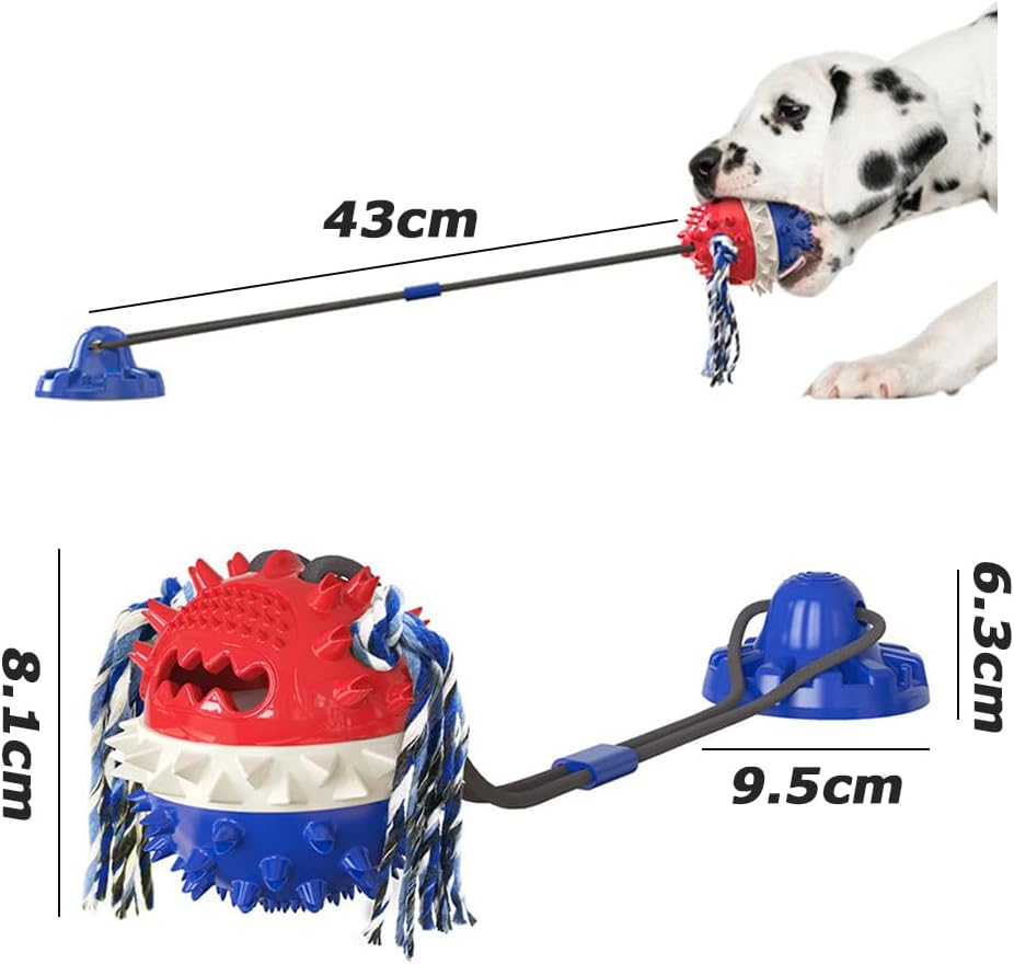 Tug and Pull Dog Toy with Suction Cup, Dog Puzzle Toys, Portable Interactive Dog Toys, Dog Chew Toys for Aggressive Chewers (Blue image number 5