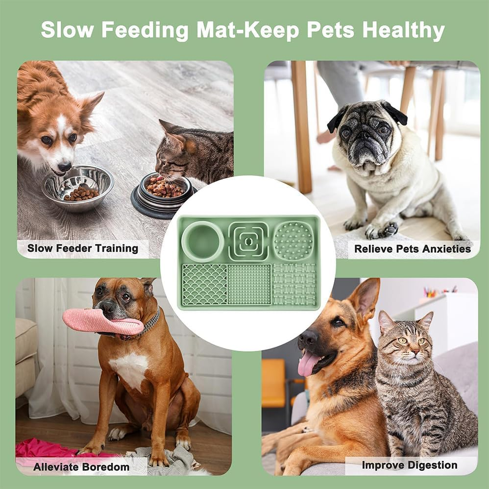 Pet Licking Mats,Dog Slow Food Mats,Slow Feeder Licking Mat with Suction Cups for Food and Water,Pet Food Utensils,Silicone Feeding Mat Perfect for Anxiety Relief Suitable for Butter Food Yogurt image number 3
