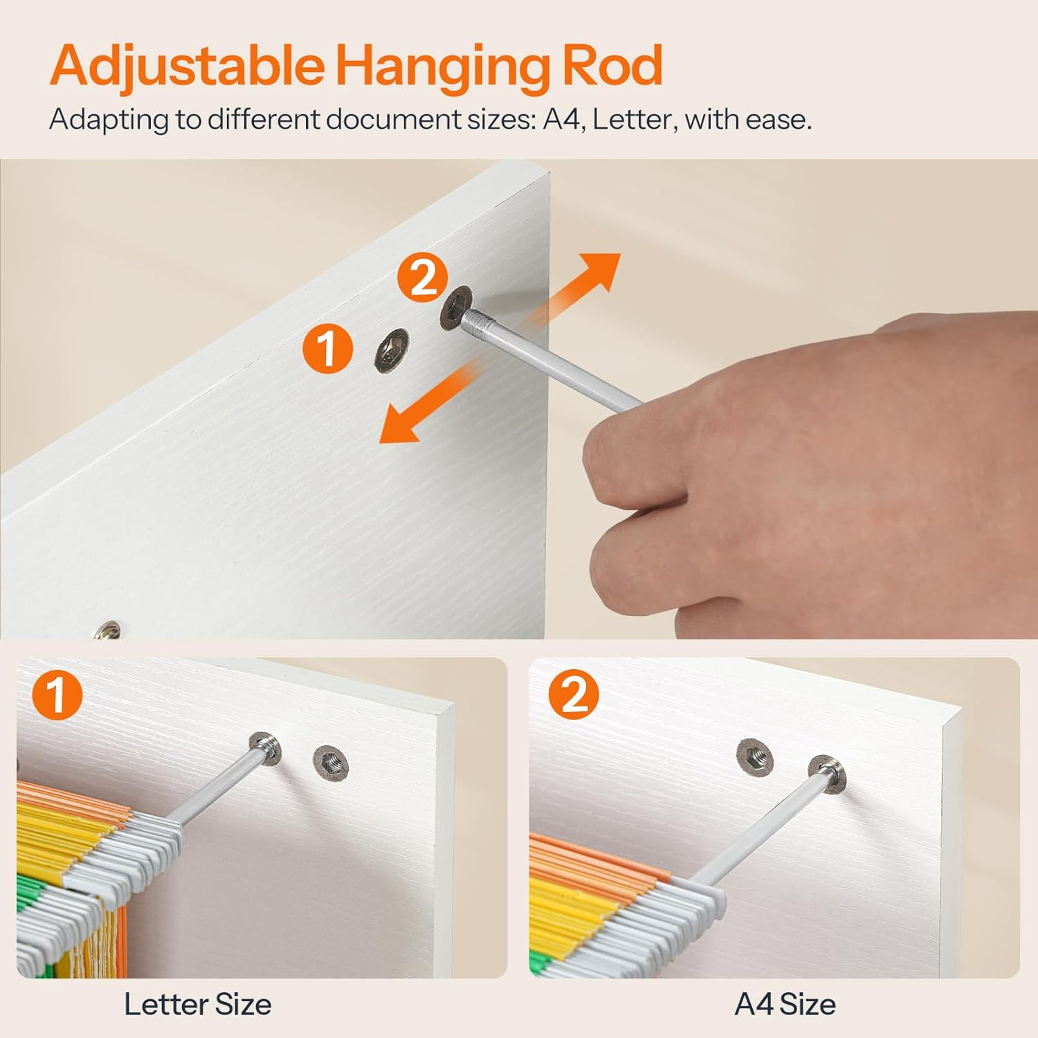 HOOBRO 3-Drawer File Cabinet, Wooden under Desk Filing Cabinet, Fits A4/Letter Size for Home Office, Small Rolling Storage Drawer Chest, Printer Stand with Drawers, White WW02WJ01G1 image number 3