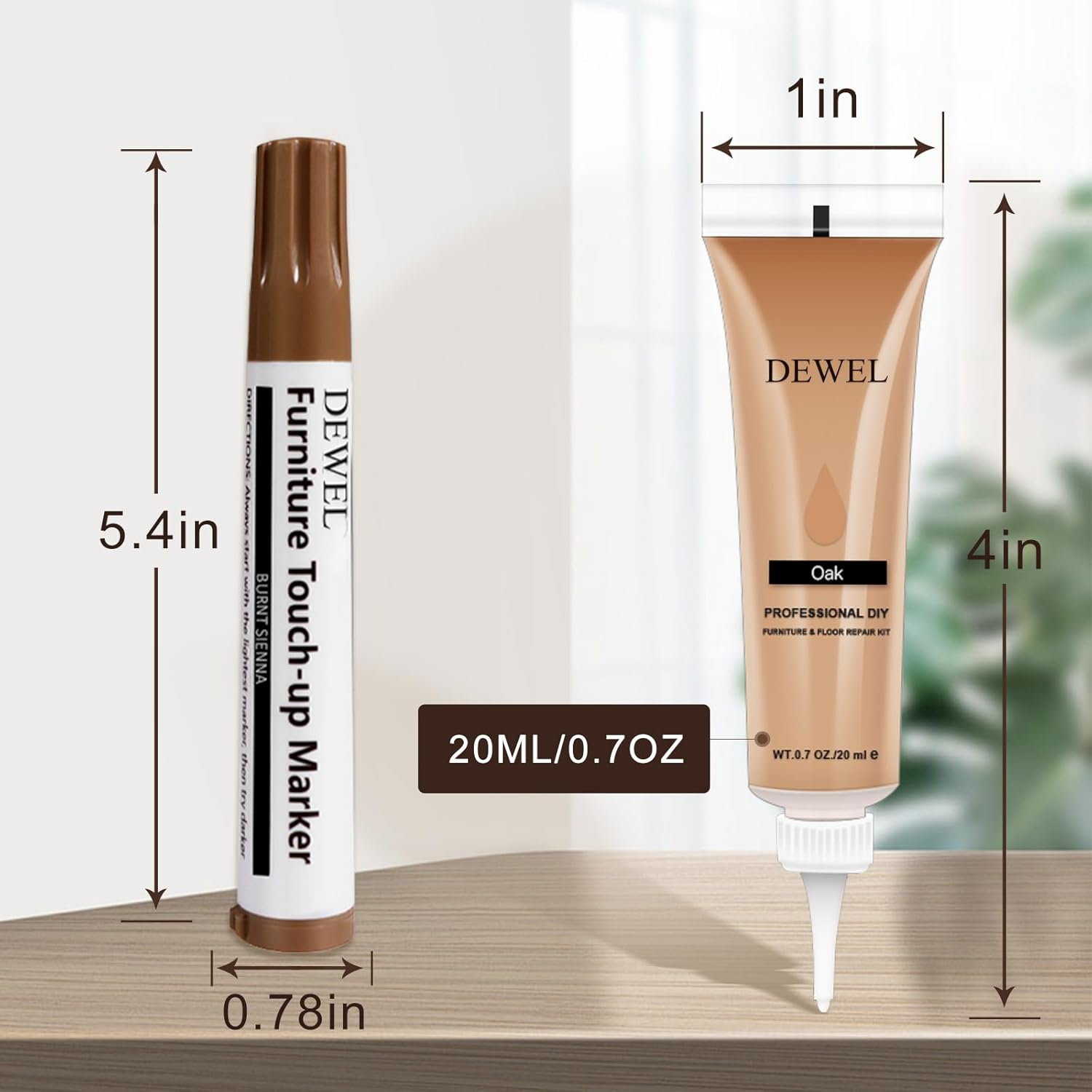 DEWEL Wood Furniture Repair Kit- 34 Sets, Wood Filler Sticks*12, Touch up Markers*12 with Wood Putty*1 for Repair and Cover Ups Scratch, Cracks, Hole, Discoloration for Door, Floor, Table image number 4