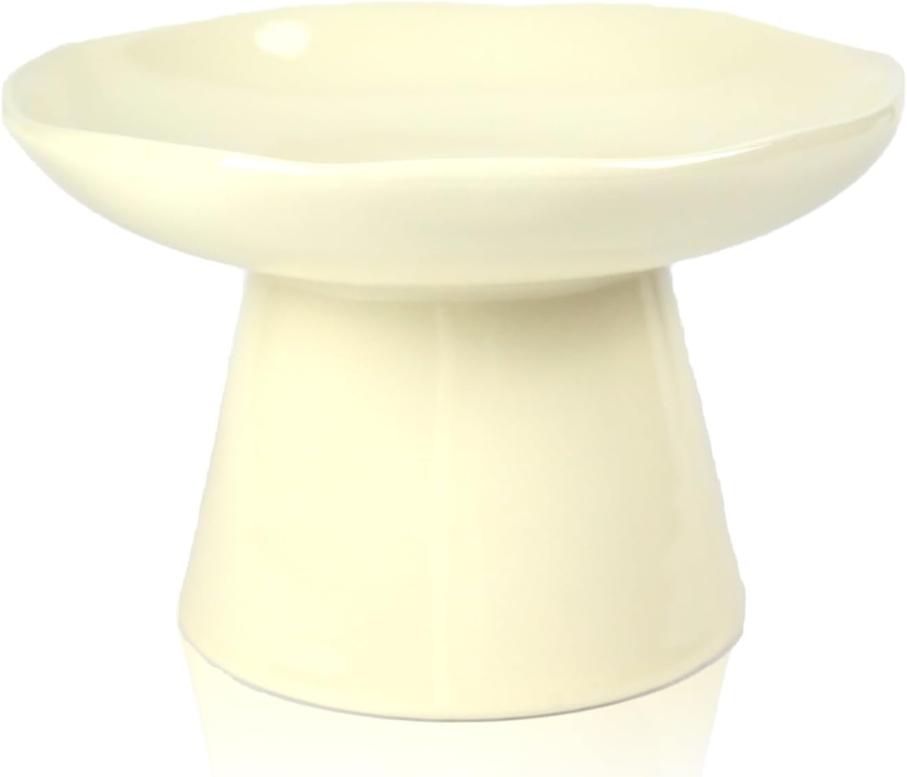 Wide Shallow 6.1" Raised Cat Bowls, Ceramic Elevated Food Bowl for Flat Faced Cats and Small Dogs, Porcelain Feeder Bowl, Stress Free, Protect Cat&rsquo;S Spine, Green