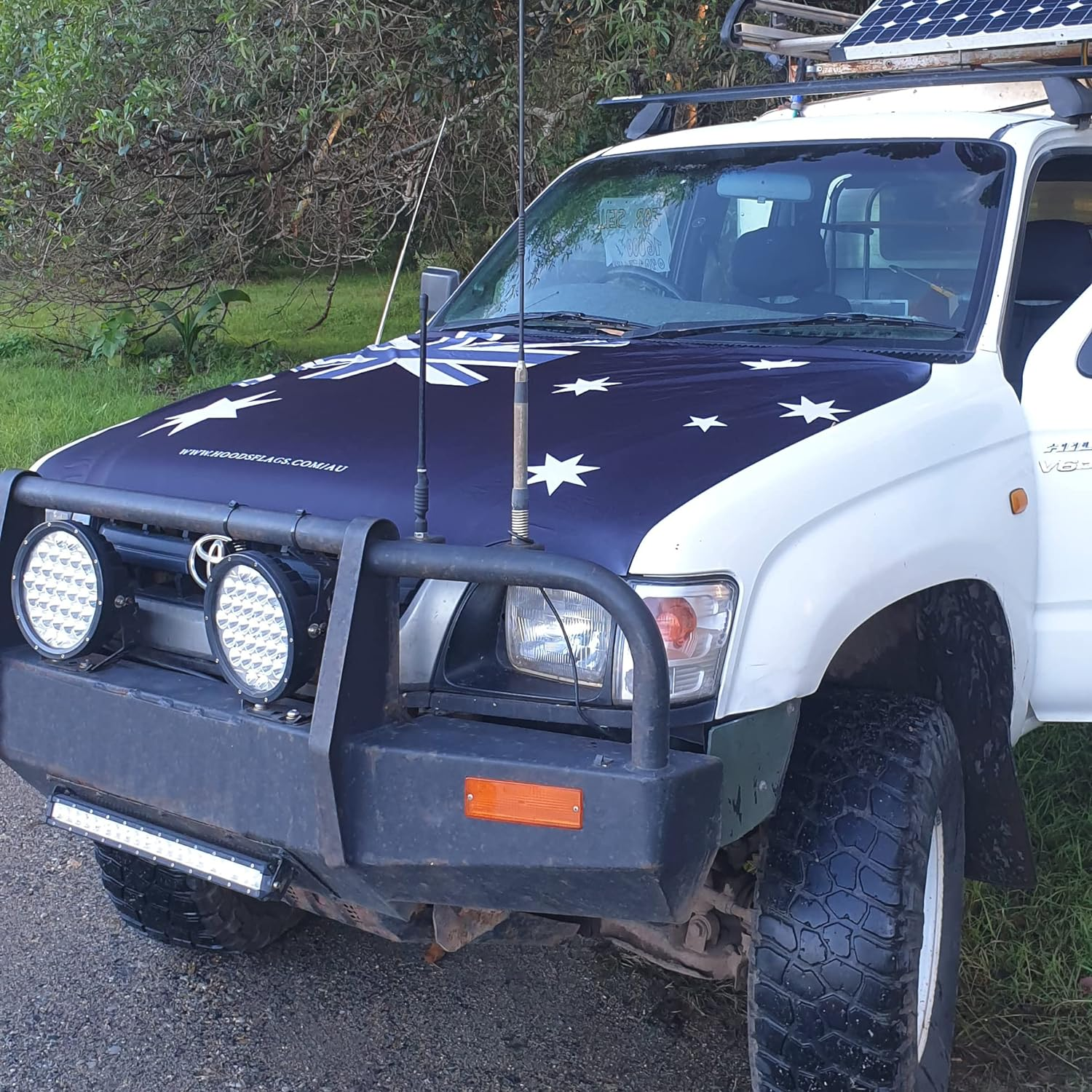 Blackout Australia Flag for Car Bonnet - 120X160Cm Patriotic B&W AU Flag for Car Hood - Premium Sublimation Print Universal Bonnet Fabric Cover + Triangle Fasteners image number 3