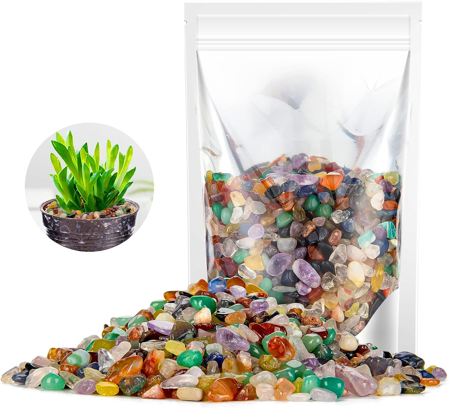RIFNY Colorful Crystal Decorative Rocks 0.3" Polished Stones for Vase Filler Aquarium Fish Tank Gravel Air Plant Flower Pots Succulents and Landscape Bottom Decor Handwork DIY Craft (1.5 LB, Color) image number 2