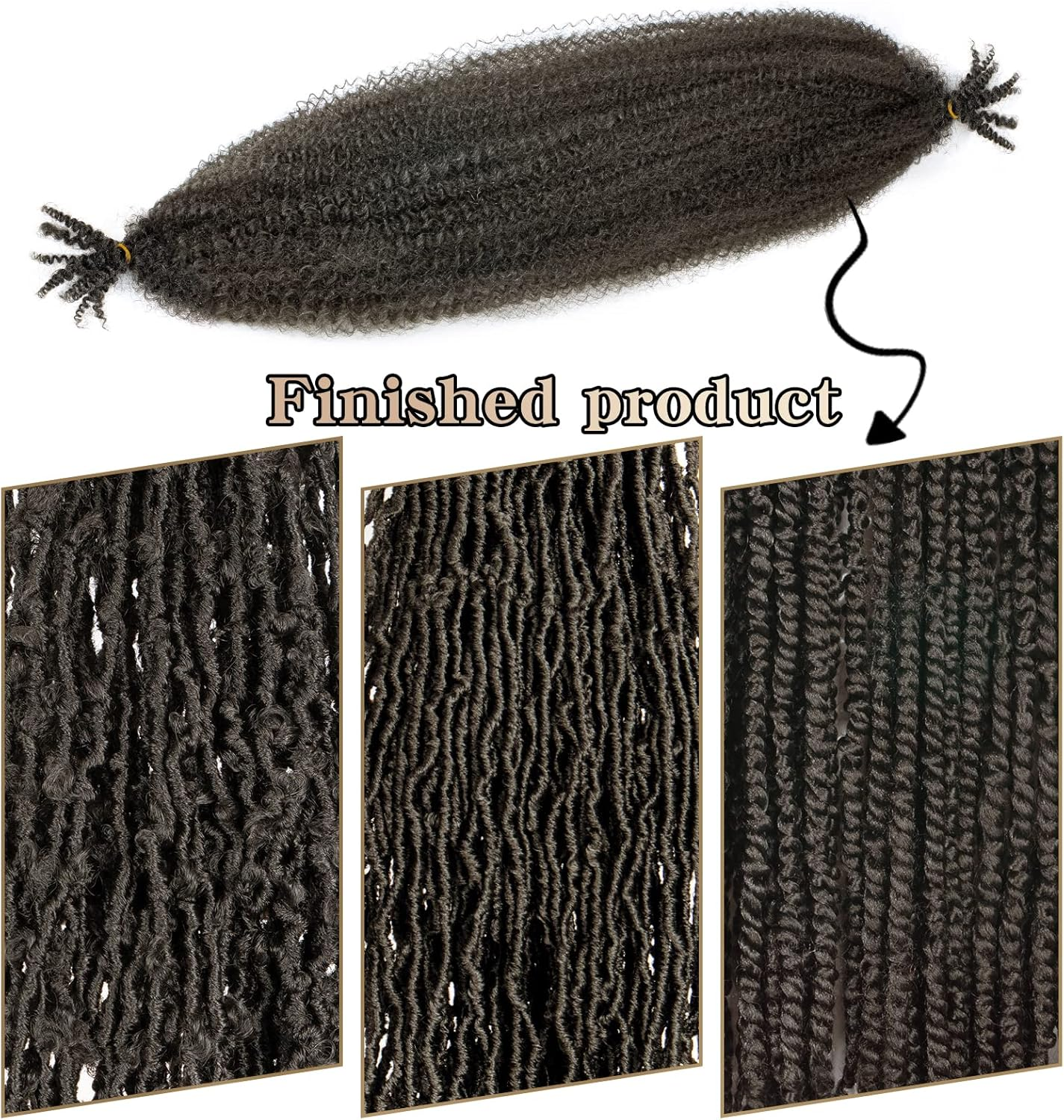 24 Inches, 8 Packs Pre-Separated Springy Afro Twist Hair, Synthetic Marley Crochet Braiding for Distressed Soft Locs Extension for Black Women (24 Inches, 4#) image number 1