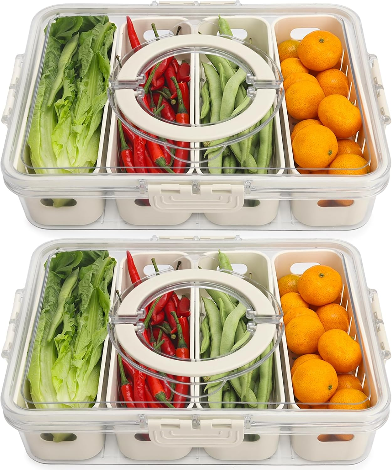 Shopwithgreen Divided Serving Tray with Lid and Handle, Portable Snackle Box Charcuterie Container for Party, Veggies, Snack, Fruit, Nuts, Candy, Cracker, Chip, Entertaining, Picnic&hellip;