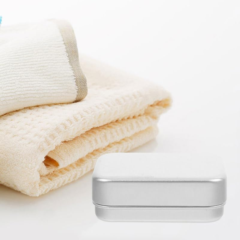 Baluue 2Pcs Bar Soap Holder Dish, Double Layer Metal Travel Soap Case with Lid for Shower, Portable Travel Size Toiletries Camping Essentials for Gym, Dorm, Bathroom, Silver Aluminium image number 3