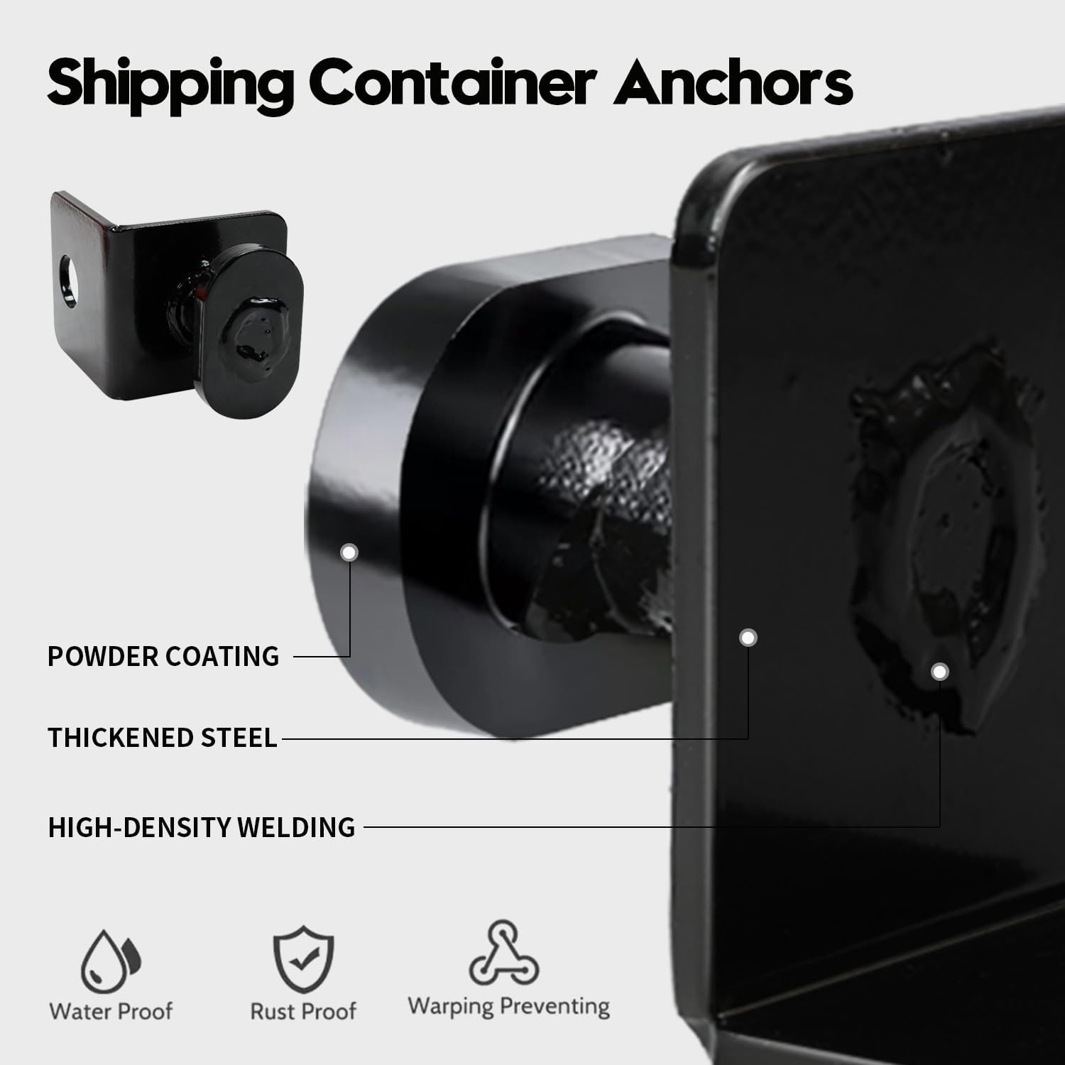 4 Pack Shipping Container Anchors, Shipping Containers Side Twist Lock, Shipping Container Tie Downs, Shipping Container Accessories for Anchoring to Rock Floor or Cement - Black image number 2