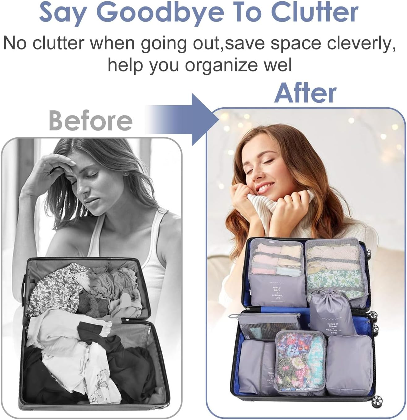 Travel Packing Cubes Set,9 Set Packing Cubes Luggage Packing Organizers for Travel Accessories image number 6