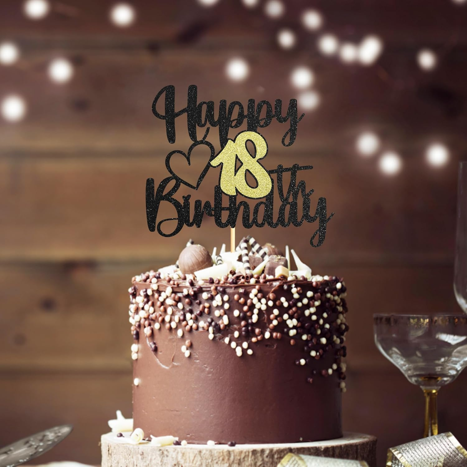 Sumerk 1 PC Happy 18Th Birthday Cake Topper Gold Happy Birthday Cake Decorations for Women Men 18Th Birthday Cake Toppers Cake Decoration for Birthday Anniversary Party image number 4