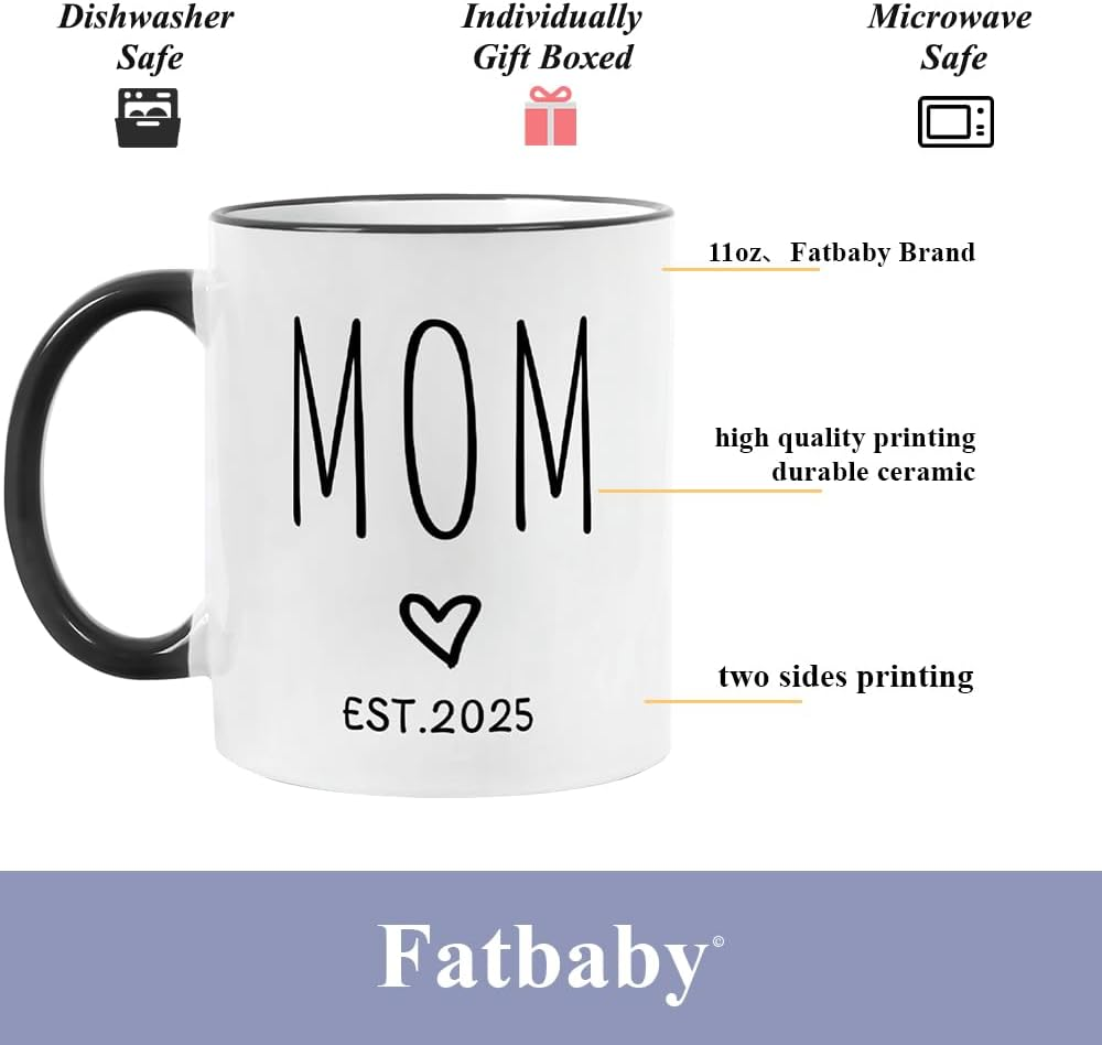 Fatbaby Pregnancy Gifts for New Parents Est 2025,Coffee Mug for Expecting Parents,First Time Parents Gifts for Couples,Baby Shower Gifts Coffee Mug for New Mom and Dad 11OZ Tea Cup image number 5