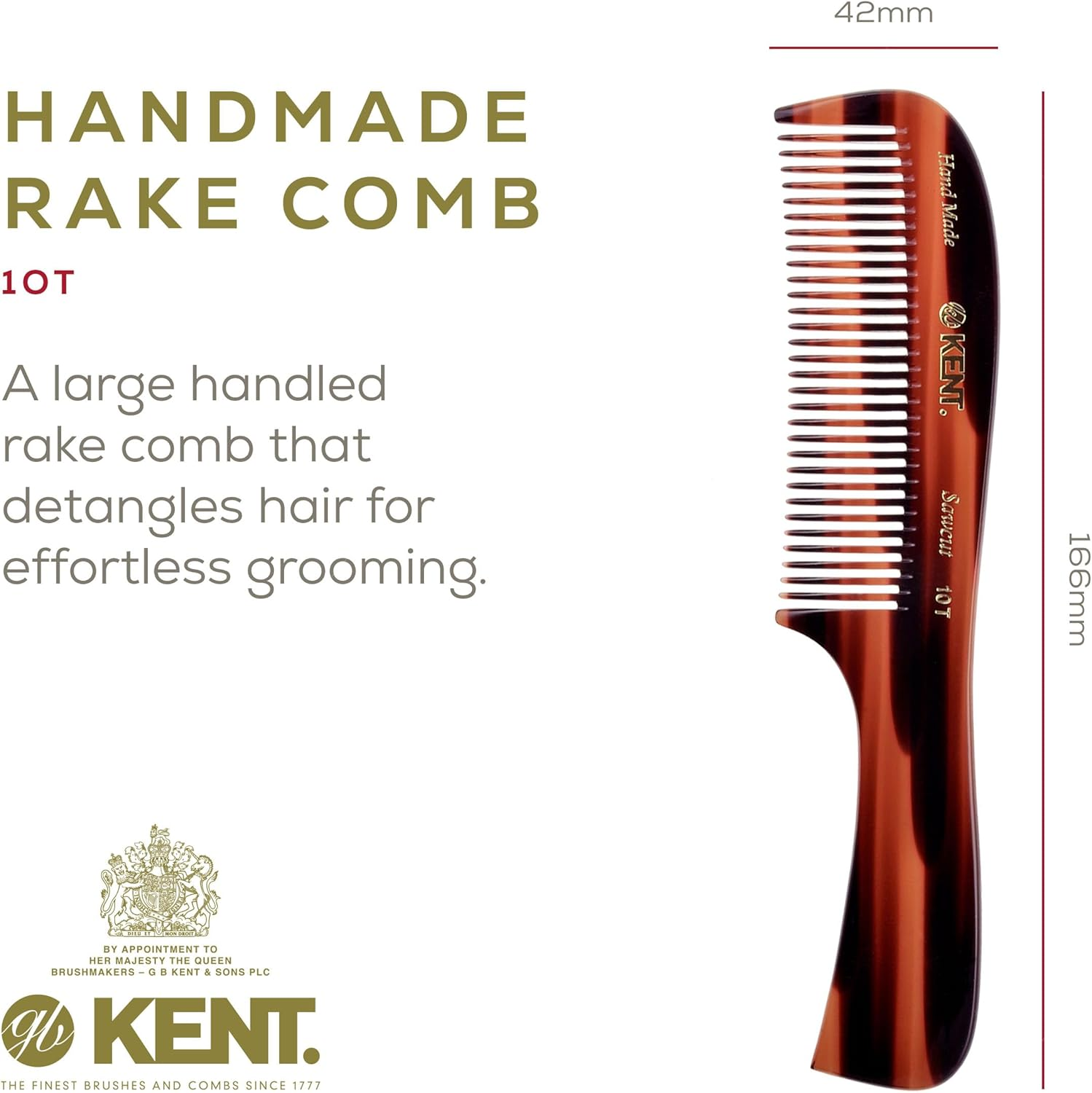 Kent Large Handled Rake Comb, 199 Mm Length image number 3