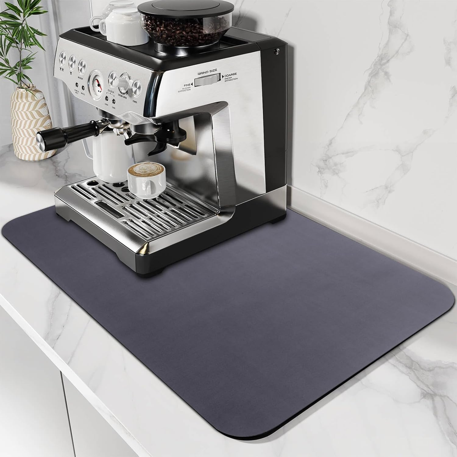 Dish Drying Mat for Coffee Kitchen Counter, Non-Slip Rubber Backed Absorbent Quick Dry Pad for under Coffee Maker Coffee Machine Coffee Pot Espresso Machine Dish Rack (Blue, 40*60Cm)