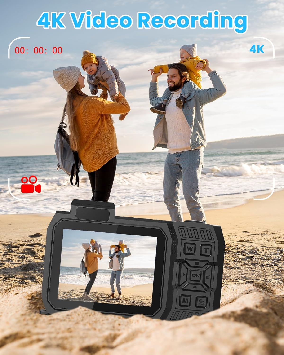 4K 33FT Digital Camera 48MP Underwater Camera Waterproof Camera Rugged Dustproof Shockproof,With 64GB Card Autofocus Selfie Dual-Screen Camera Snorkeling Zoom Point and Shoot Camera Type-C-Orange image number 6