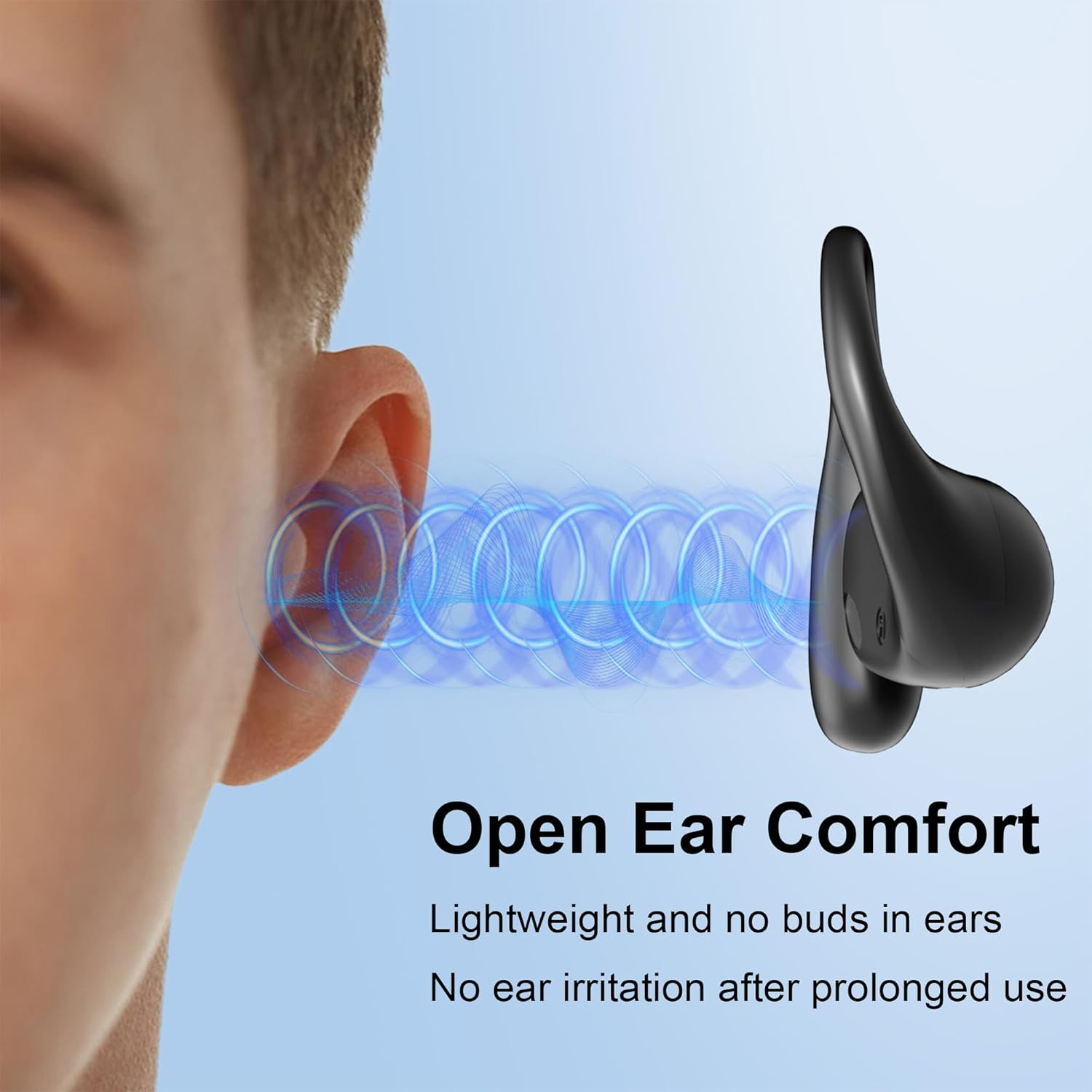 MOXKING Wired Open-Ear Earphone with Microphone Volume Control & Calls with In-Line Controls, 3.5Mm Jack, and Wrap around Over-Ear Hook image number 1