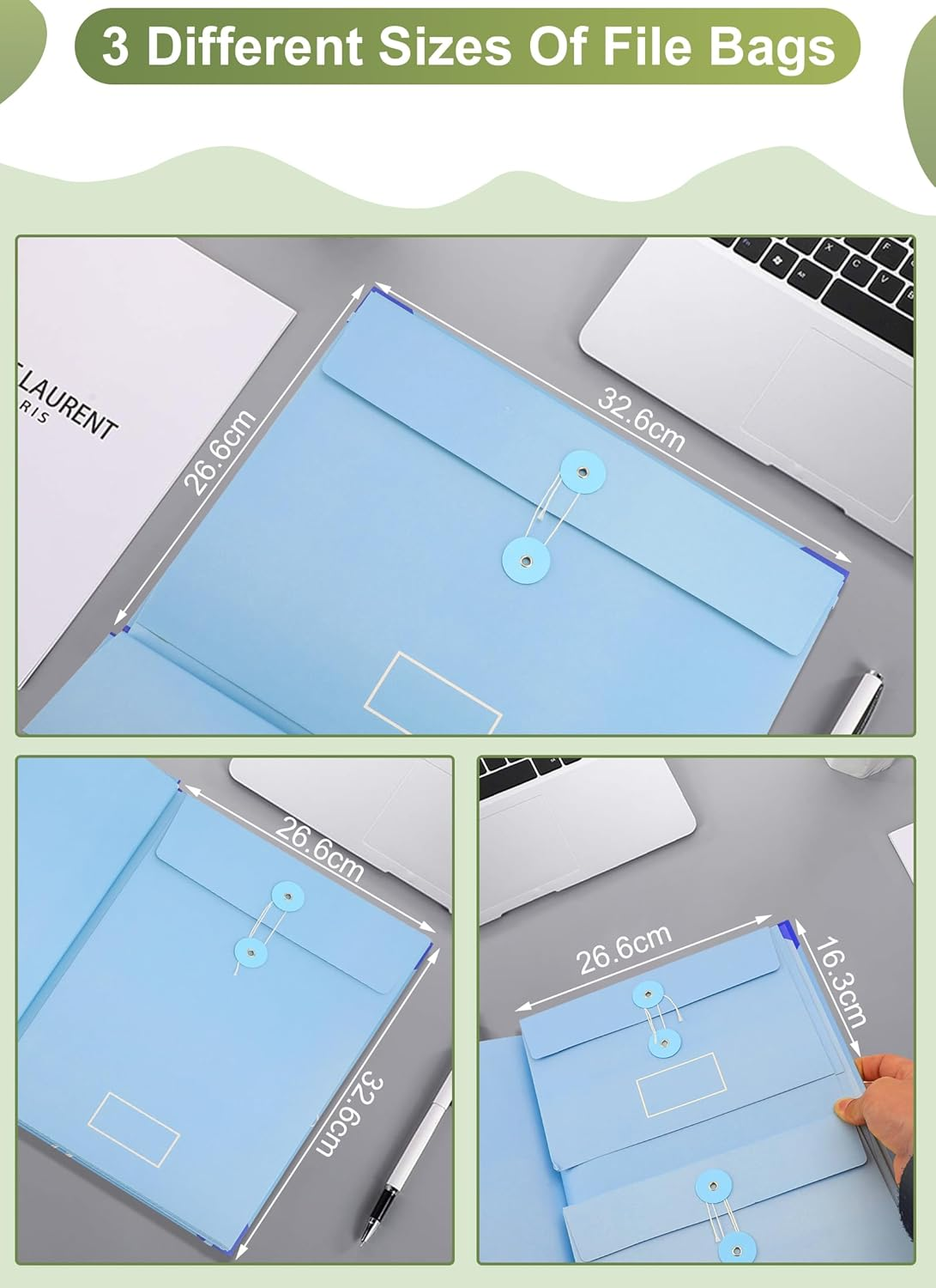 Gugxiom in Case I Go Missing Binder, Document Organizer Folio with Pockets & Labels, Paper Accordion File Organizer, for Classeur Important Document, Home School Office Supplies (Blue)