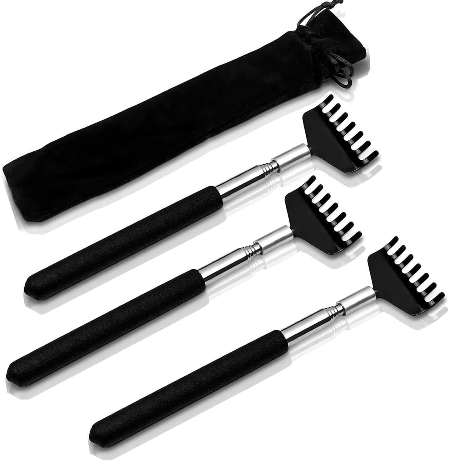Back Scratcher Gift Set, 3 Pack, Upgraded Portable Extendable Stainless Steel Telescoping Massage Tool, Gifts for Men Women Kids Adults image number 3