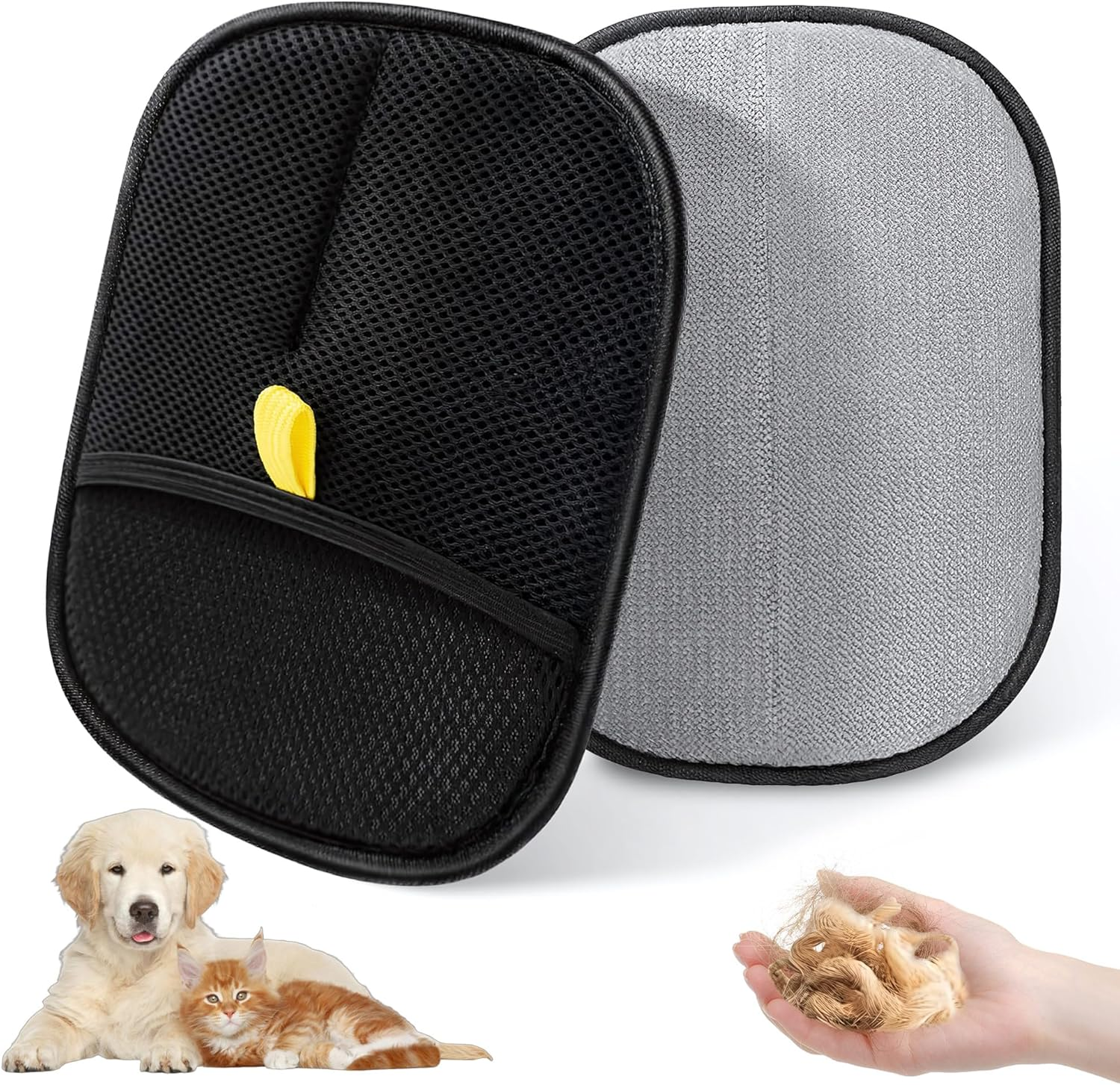 2PCS Pet Hair Remover, Reusable Pet Hair Remover Glove, Double-Sided Dog Cat Hair Remover for Couch, Furniture, Carpet, Curtain, Clothes Upgraded Animal Fur Removal Tool