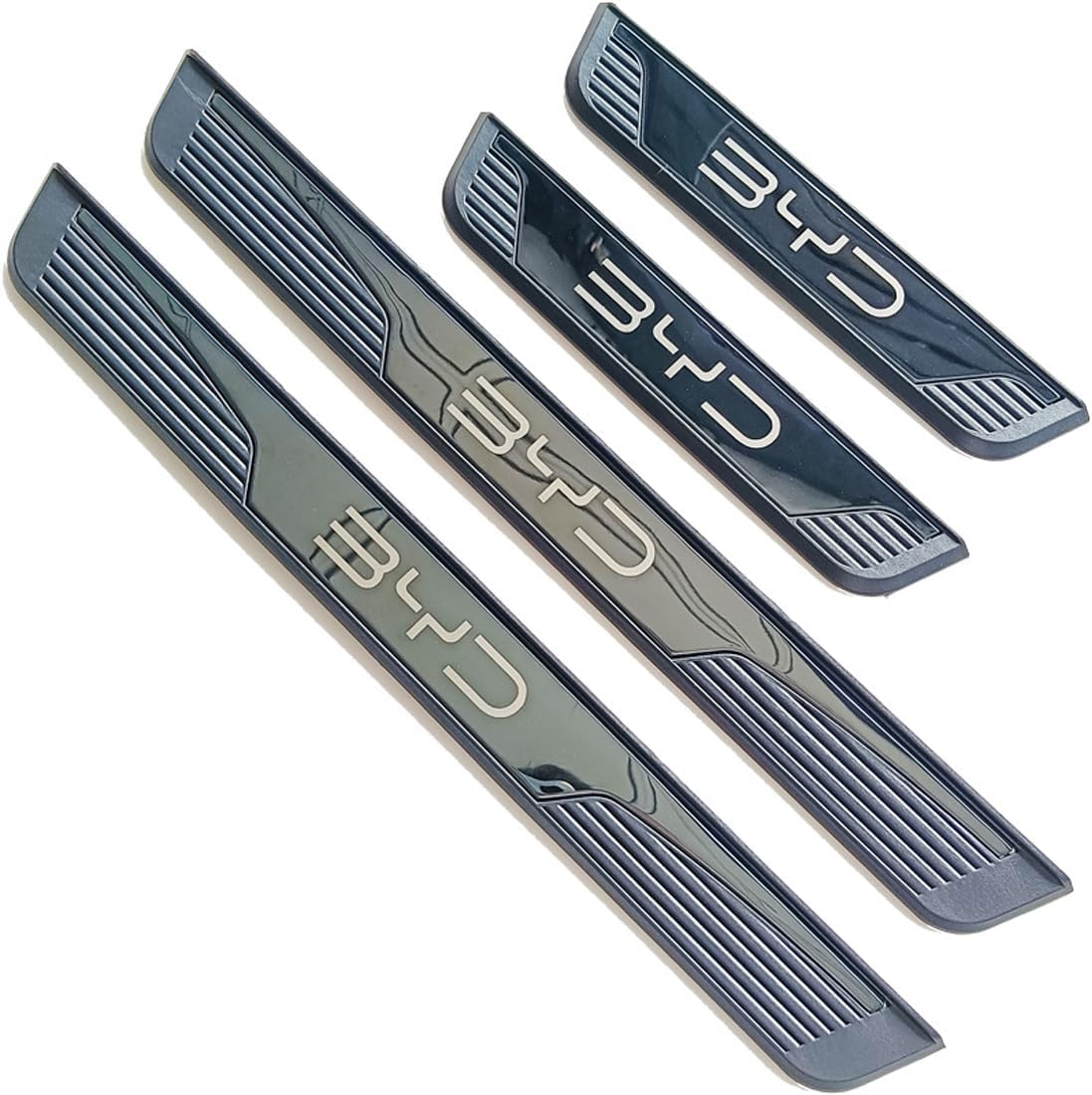 For BYD Shark 6 Sealion 6 2025 Stainless Door Sill Protector Kick Plate Entry Guard Kit Interior Accessory (BYD Black Chrome)