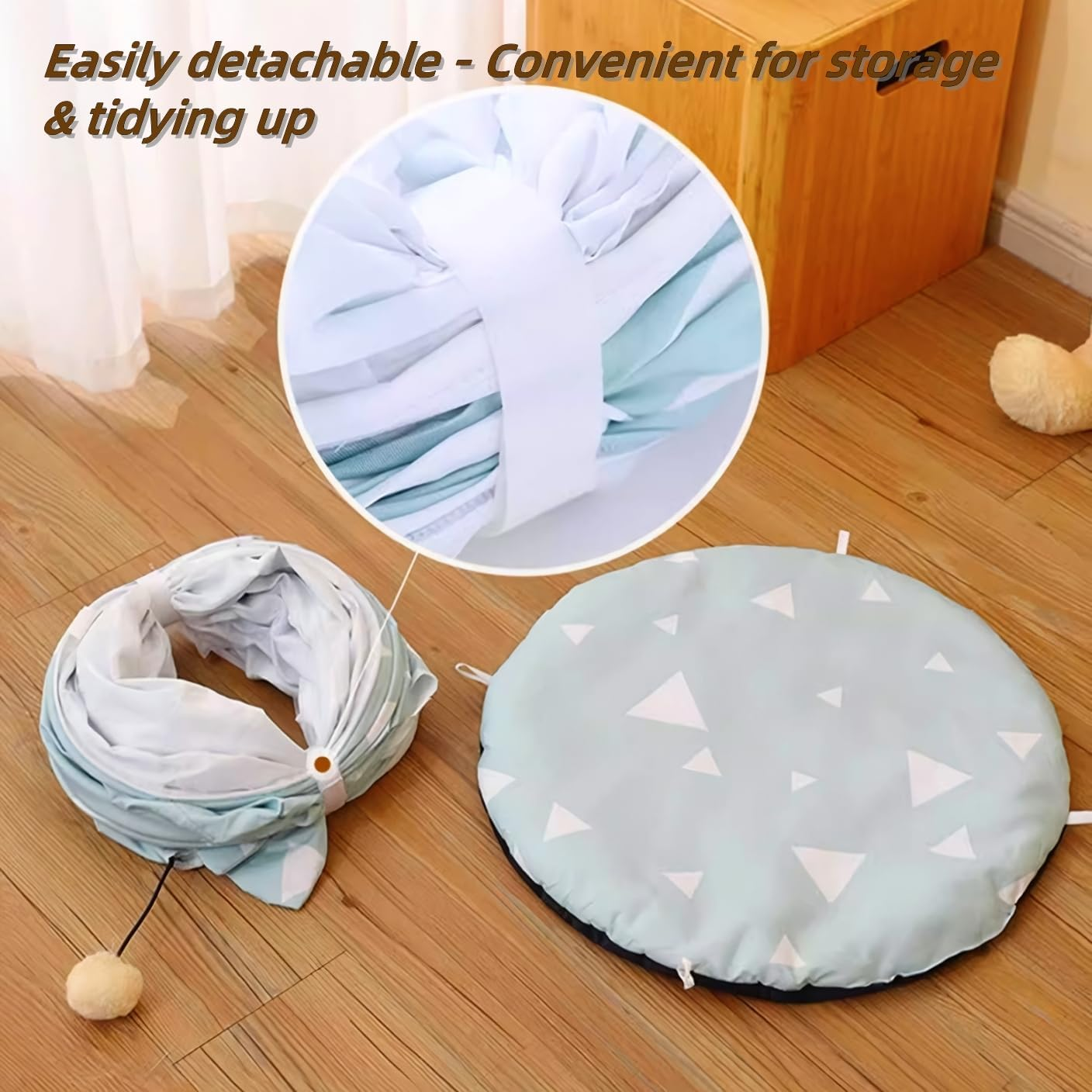 Cat Tunnel Bed for Indoor Cat Large Donut Cave Peekaboo Play Hideaway Interactive round Tube Scratching Mat for Kitten/Puppy Multi-Function Cute Circle Tree House with Ball Toy for Kitty/Dog Small Pet image number 5