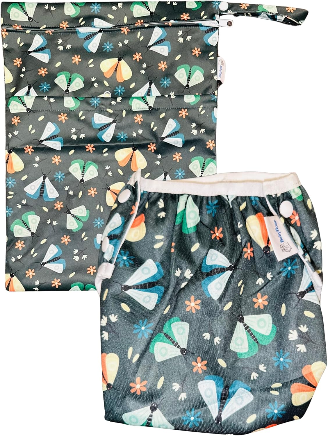 Reusable Swim Nappy for Babies & Toddlers &ndash; Adjustable One Size with Snaps + BONUS Wet & Dry Bag with Double Zipper (Dual Pockets Keep Wet & Dry Items Separate) &ndash; Leak-Proof, Eco-Friendly. Perfect for Water Fun! One Size Fits All! (Honey Bee Delight) - Large