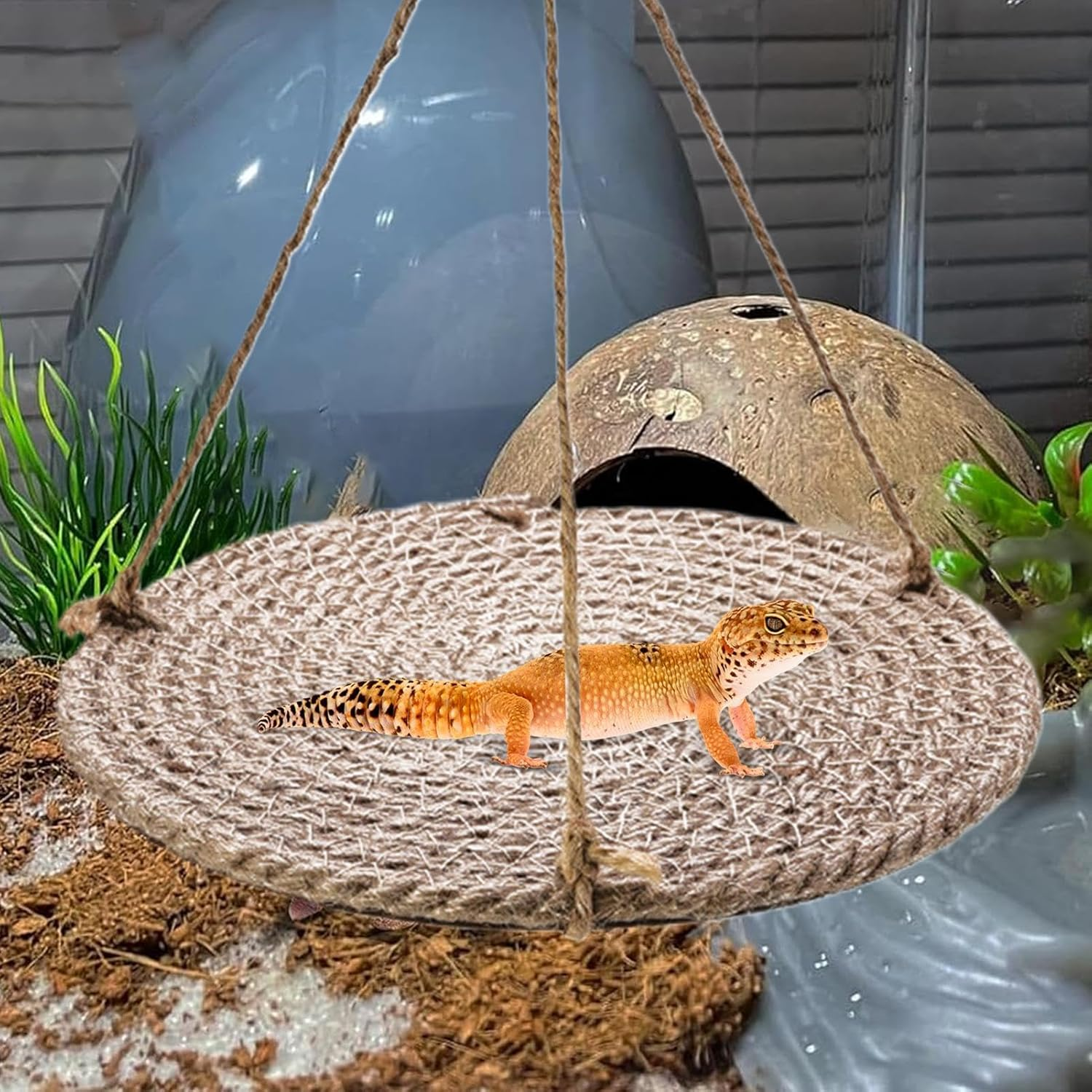 Bearded Dragon Bed | Lizard Cage Bed Swing Gecko Toy,Bearded Dragon Habitat, Small Pets Carrier, Breathable Mesh Rest for Parakeets, Birds, Squirrels - Large image number 6
