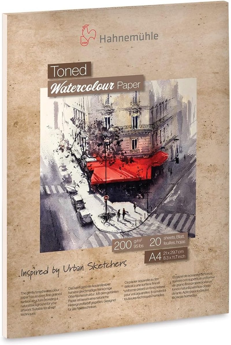 Hahnemuhle A5 Portrait 200GSM Toned Watercolour 20 Pages Pad, Grey