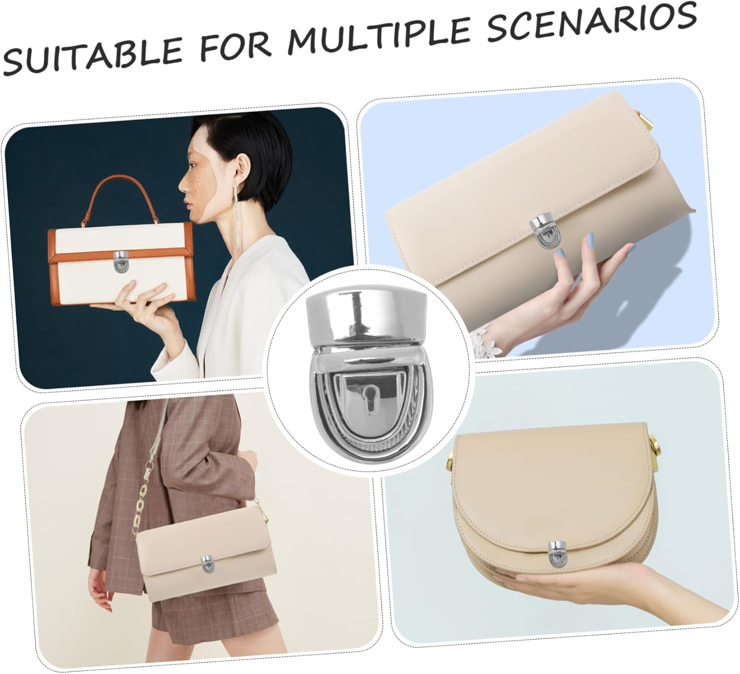 KOCKSHION Bag Lock Press Push Locks for DIY Handbag Making Durable Zinc Alloy Buckles Easy to Install Bag Accessories Gold Color for Craft Projects image number 1