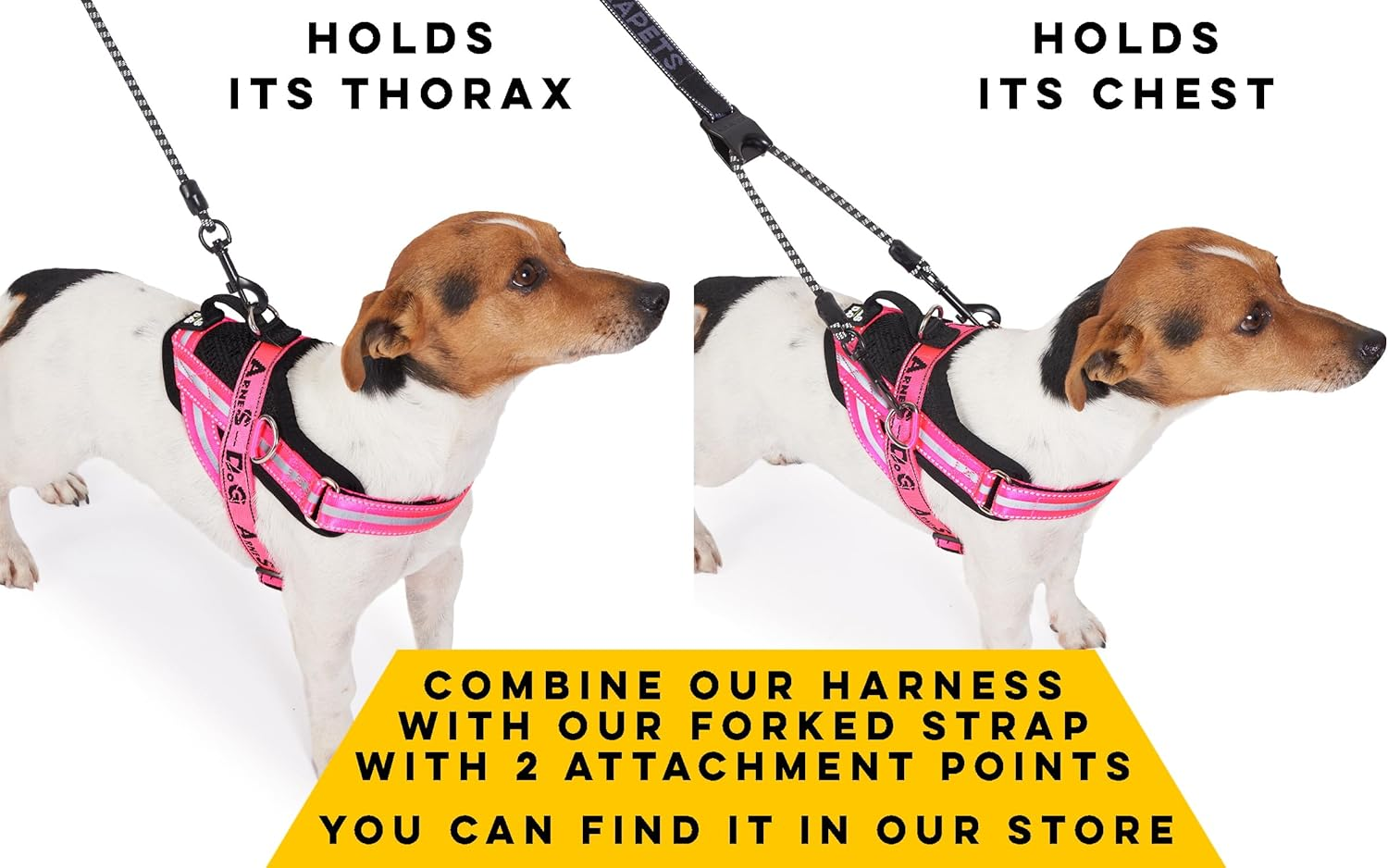 Dog Harness with 3 Metal Ring Anchors to Hold Your Dog&rsquo;S Chest or Thorax and Not Suffocate Its Neck. Attaches Easily with a Single Quick Release. (Pink, M) image number 6
