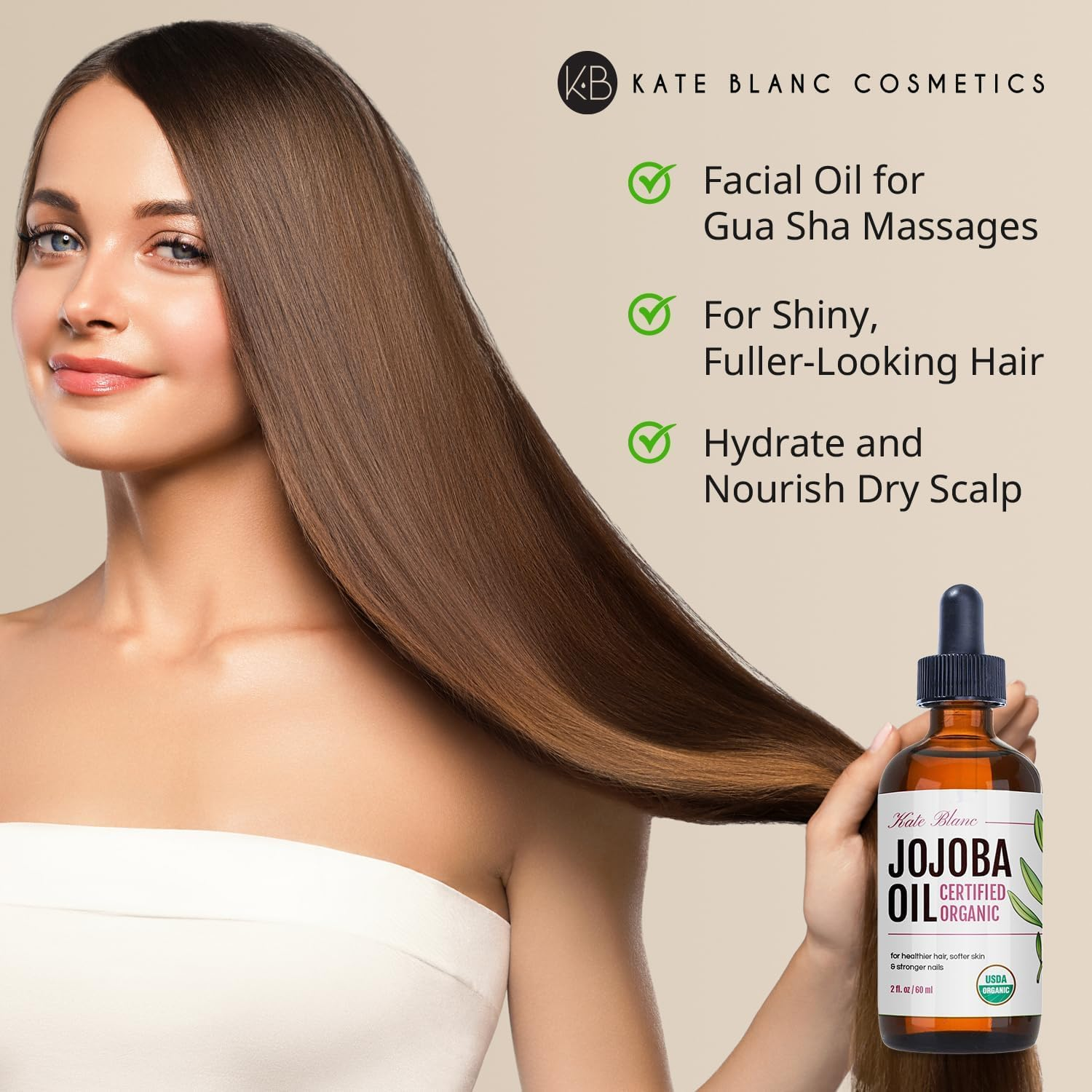 Jojoba Oil (60Ml), Organic, 100 Pure & Natural, Revitalises Hair and Gives Skin a Radiant and Youthful Look, Great for Lips, Cuticles, Stretch Marks, Beard, Leaving You Vibrant and Glowing. Works for Men and Women