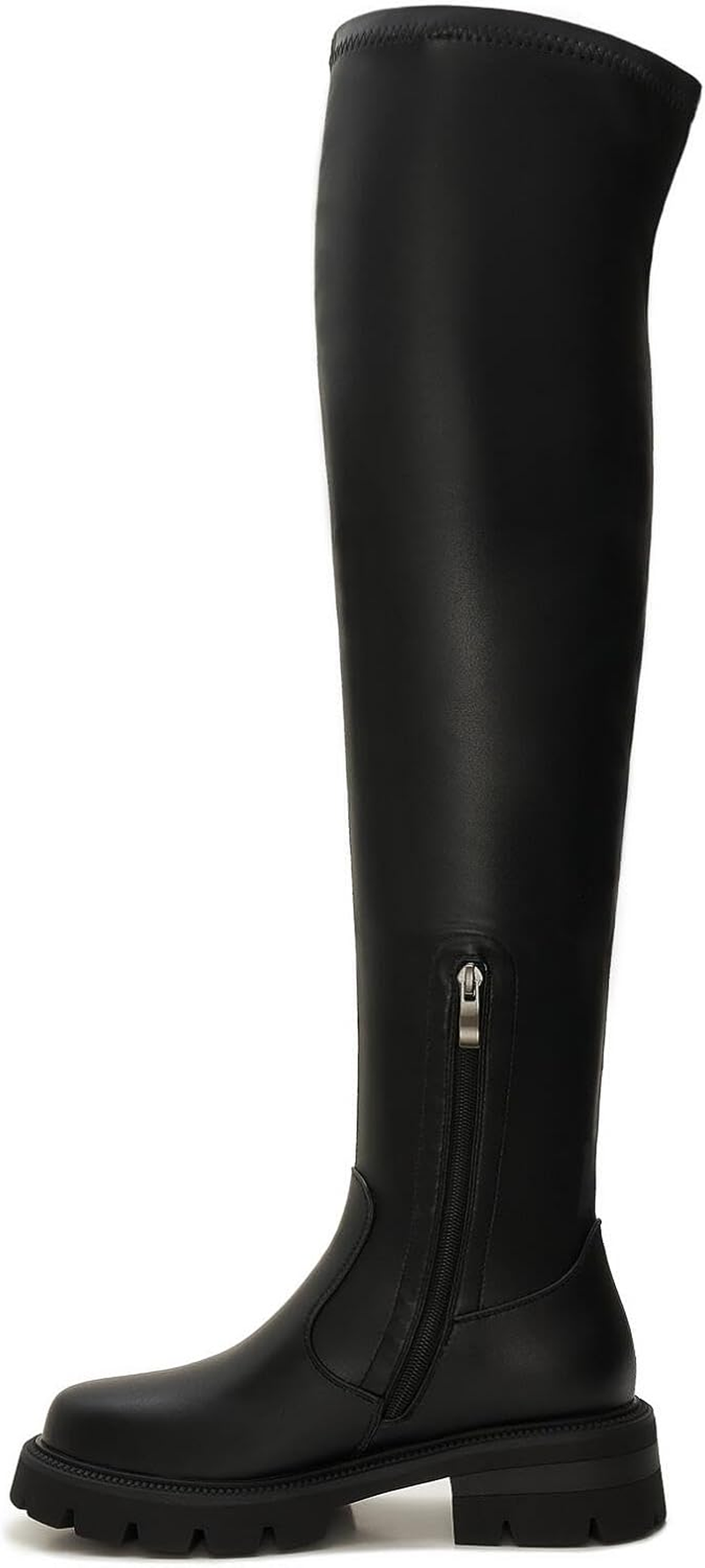 ZXHYZLZ Women'S Over-The-Knee Platform Boots High Stretch Thigh High Faux Leather Boots with Side Zipper Chunky Sole Fall Winter Shoes image number 6