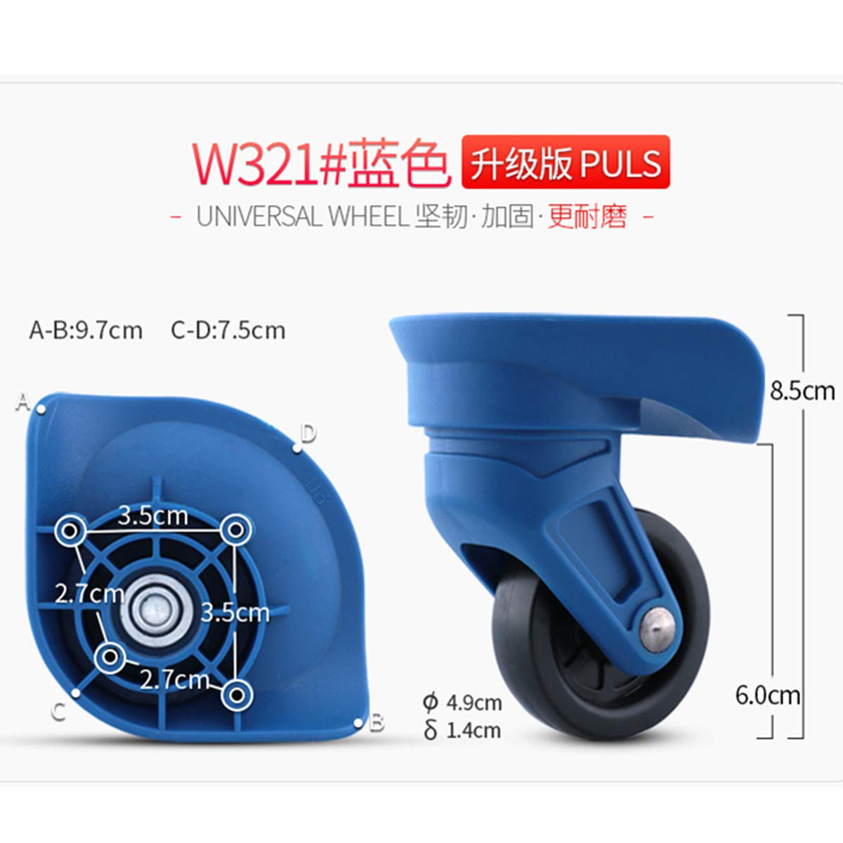 360 Degree Swivel Luggage Mute Wheel Suitcase Replacement Repair Wheels Parts Spinner /752/131 (Color : Blue, Size : -) image number 1