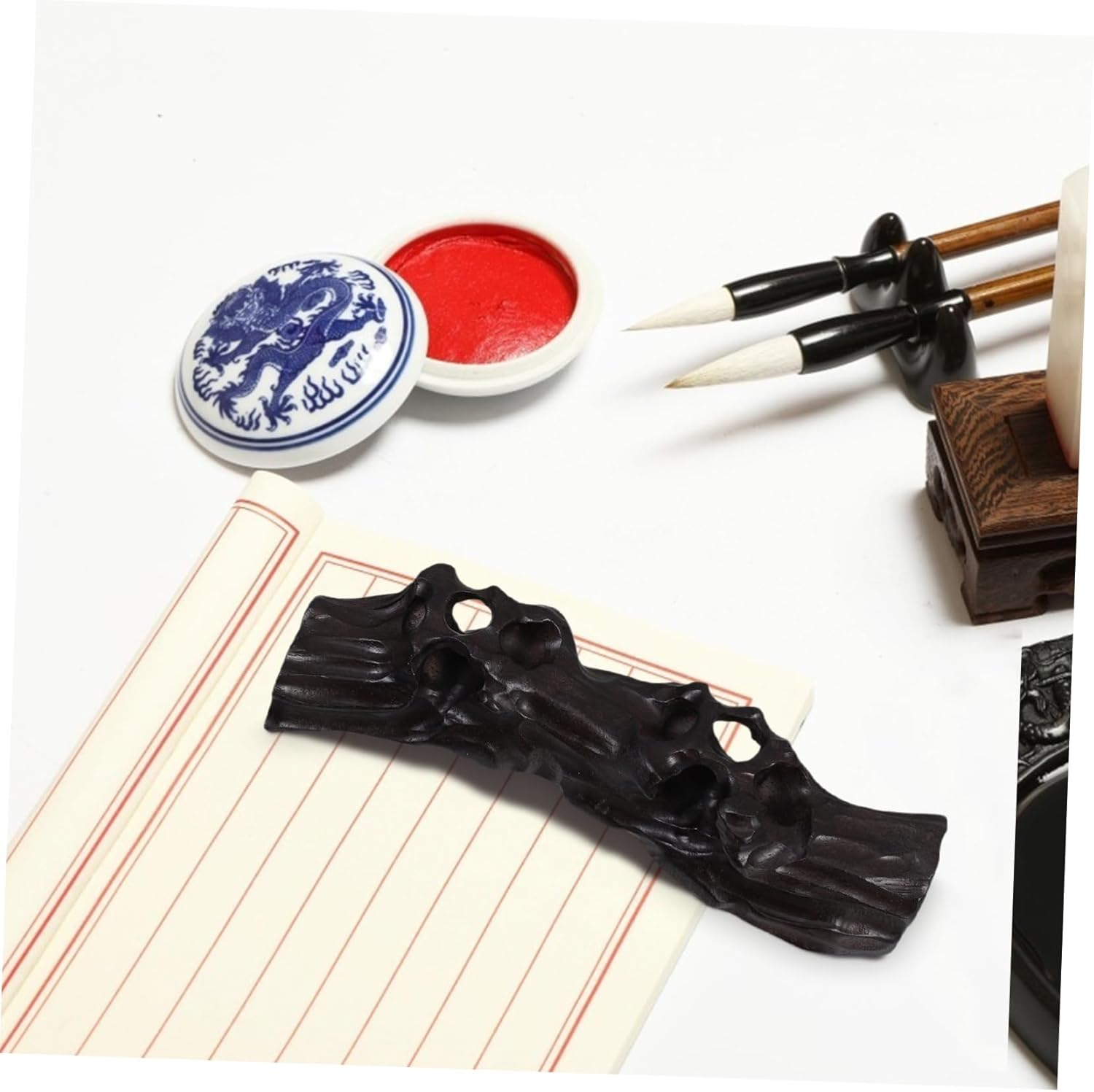 HOUDERCO Artistic Root Carving Brush Holder Calligraphy Pen Stand Pen Storage Stand Office Accessories image number 5