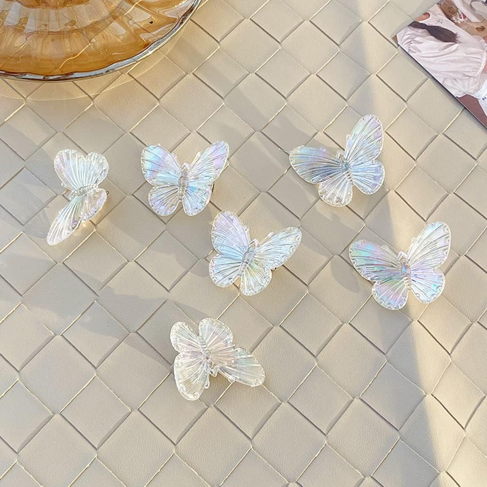 Umiin Hair Clips, Crocodile Clips Butterfly Hair Accessories for Women Girls, 6-Pack Lovely Headwears Styling Tools for Party Daily Performance, Creamy White