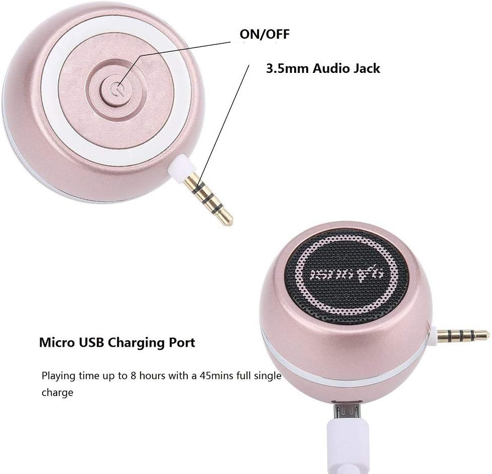 Mini Portable Speaker with 3.5Mm Aux Input Jack, 3W Mobile Phone Line-In Speaker for Iphone Ipad Ipod Tablet Cell Phones, Gifting for Girls/Kids, Rose Gold - Rose Gold image number 5