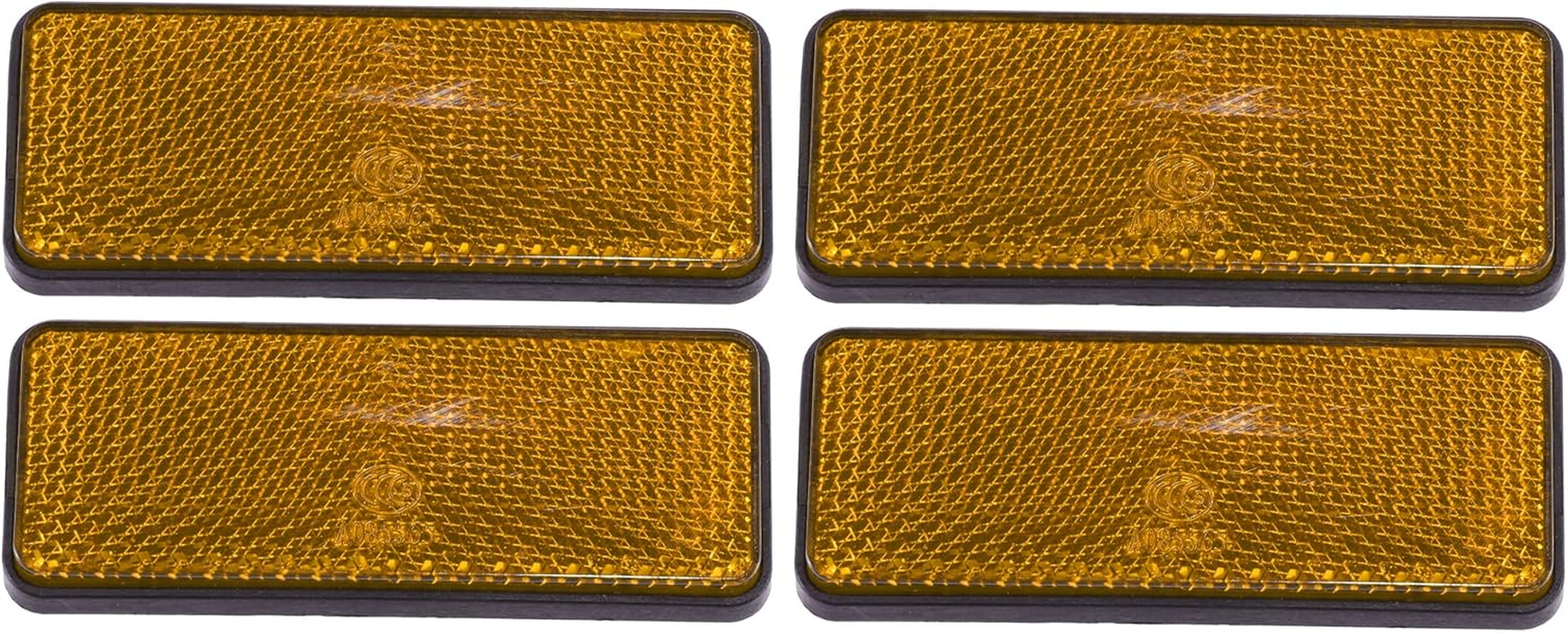 X AUTOHAUX 4 Pcs 87X32Mm Orange Plastic Universal Rectangular Reflective Warning Reflector with Adhesive Tape for Motorcycle Bike